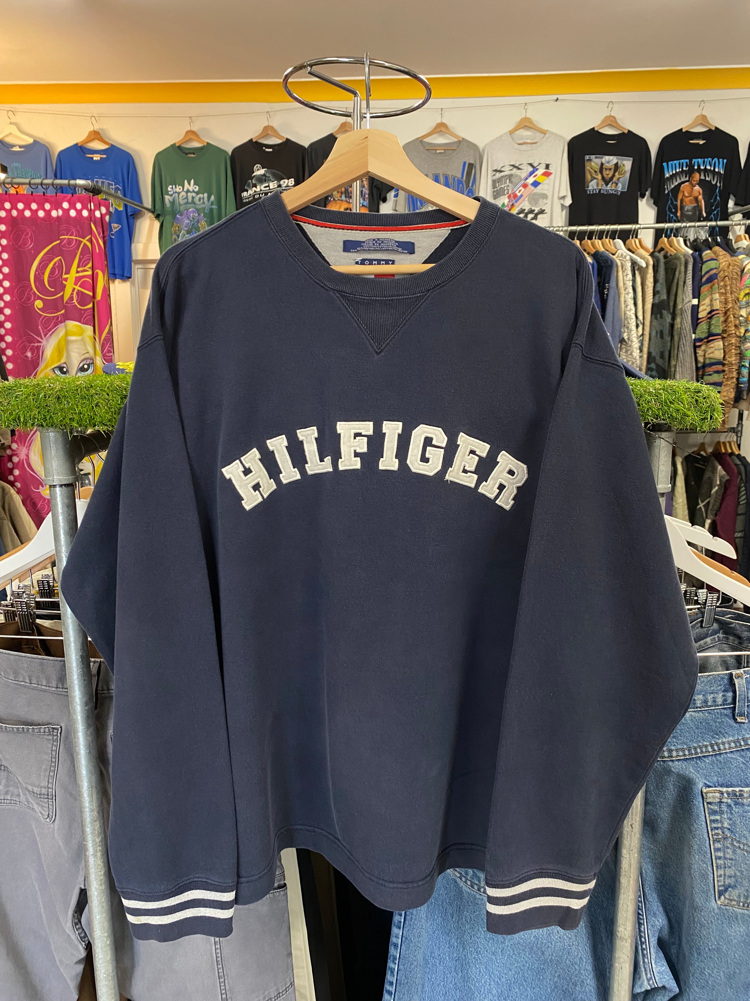[L] Hilfiger Patched Spellout Blue Jumper