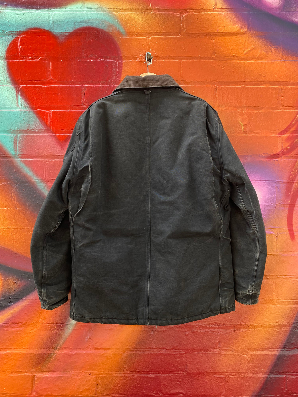 [L] Carhartt Black Chore Jacket Quilt Lined 28571