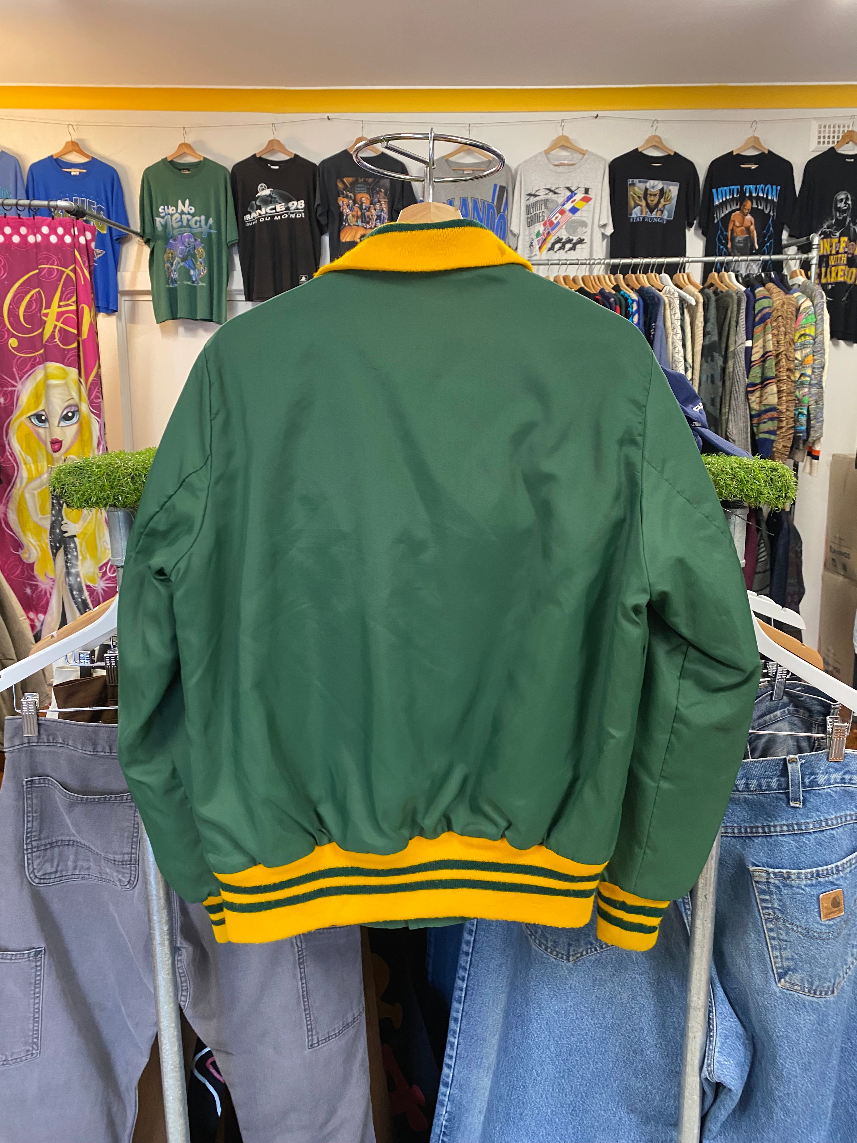 S/M - 1980s Green/Yellow Canadian Football League Bomber Jacket