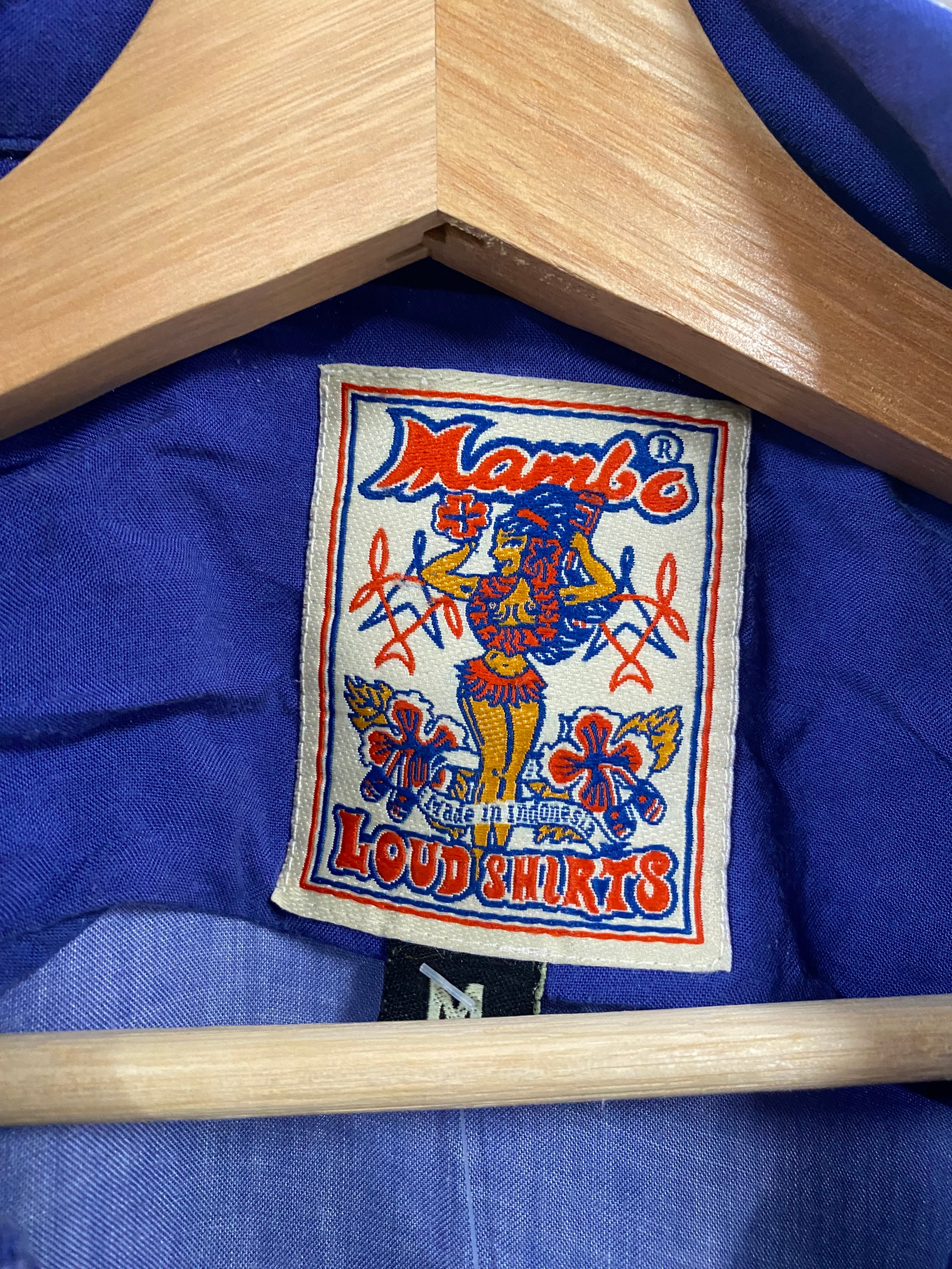 [M] 1990s Mambo Loud Boxing Man Blue Button Up