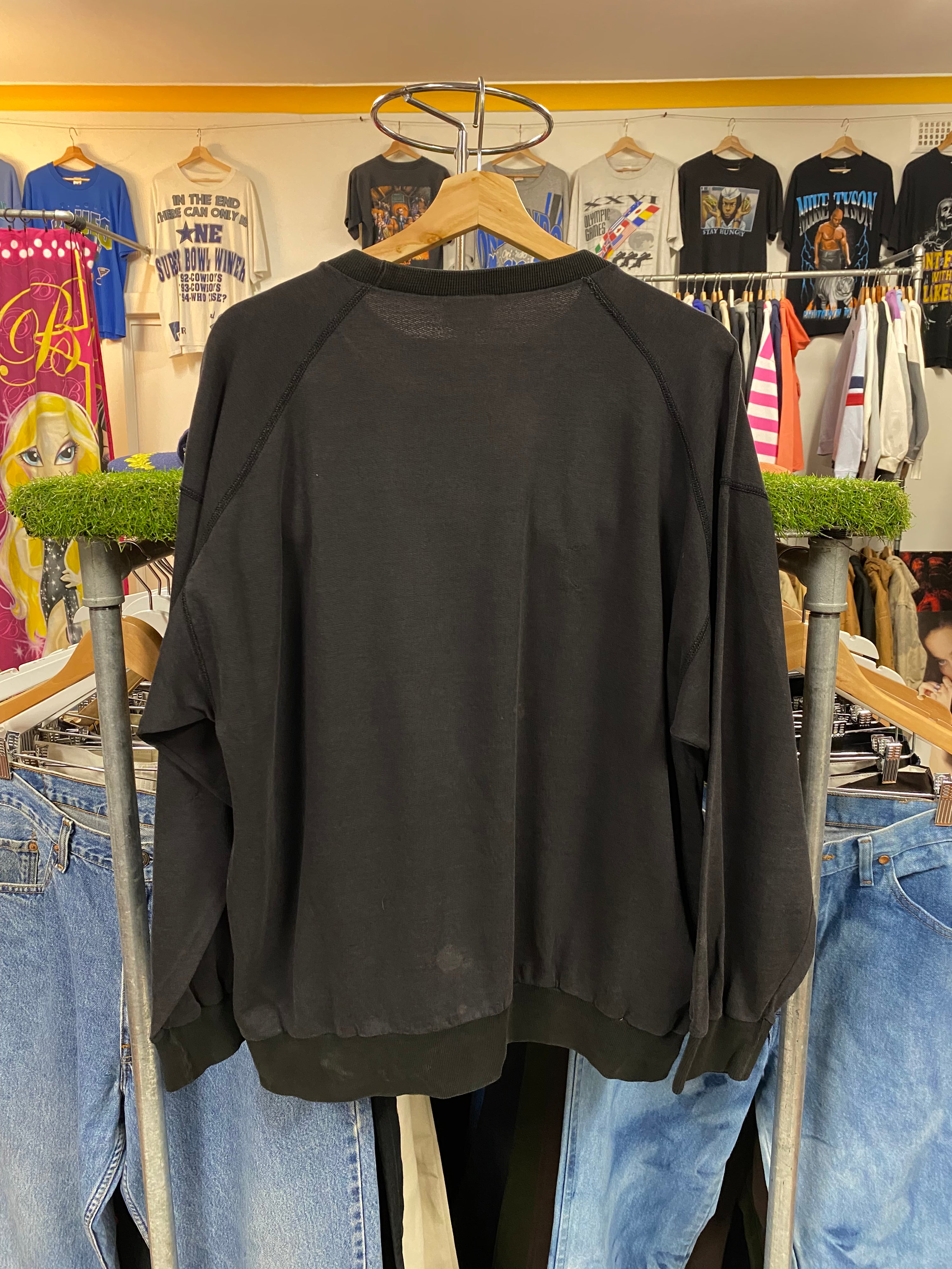 [L] Adidas Black Jumper Red Shoulder Logo