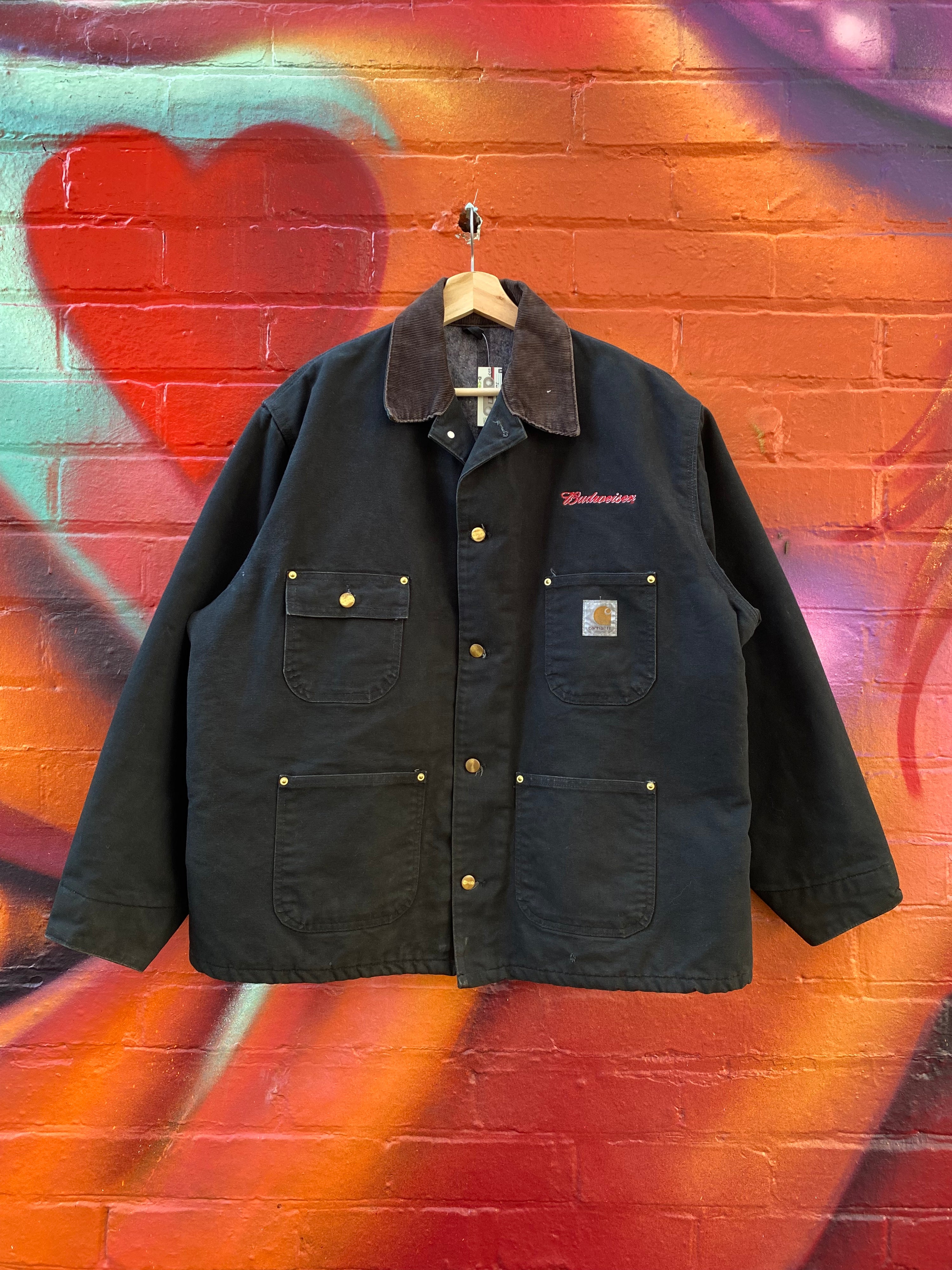 [XL] Vintage Budweiser Carhartt Black Chore Coat