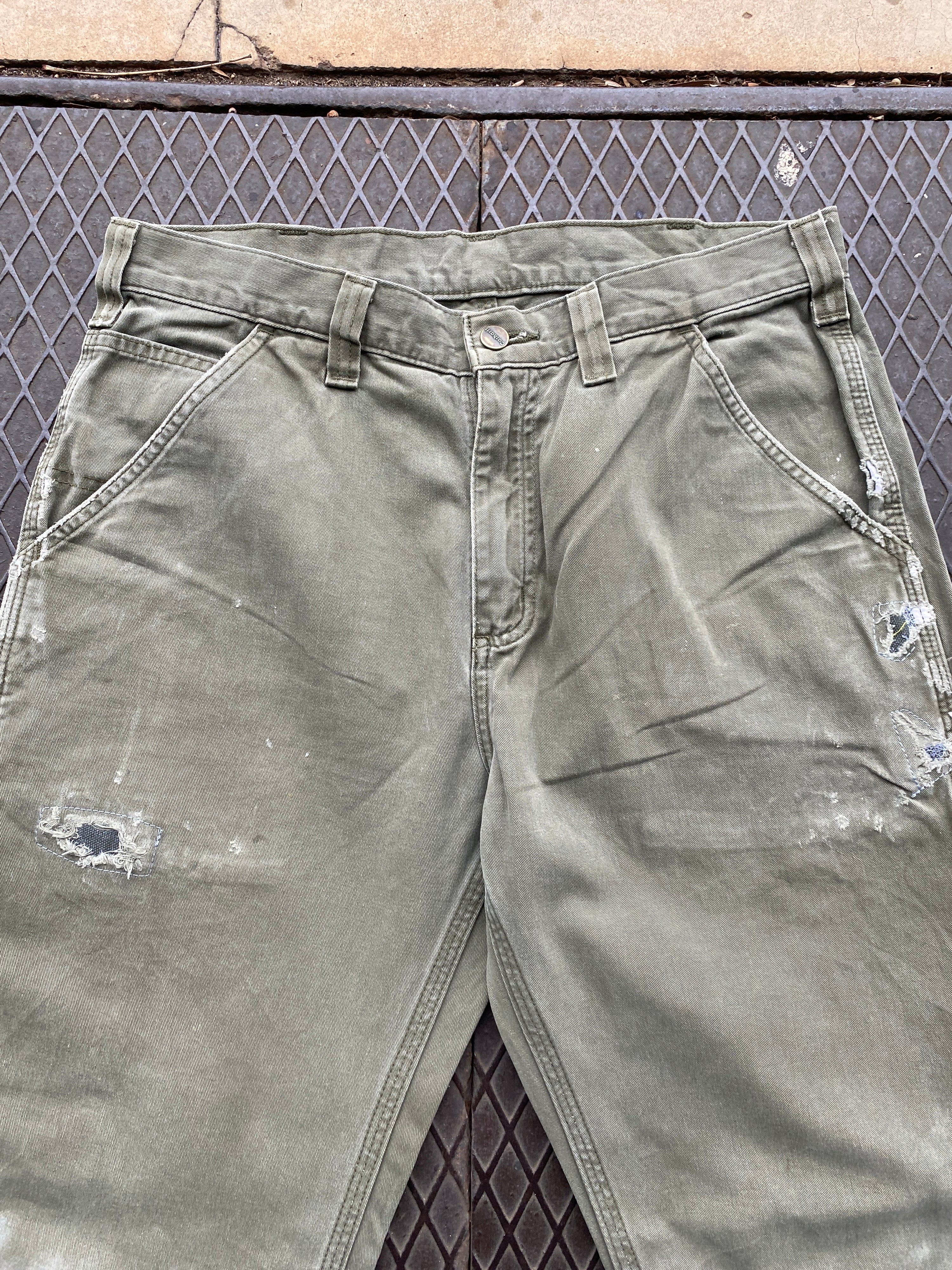 33 - Carhartt Green Carpenter Pants Patched P103