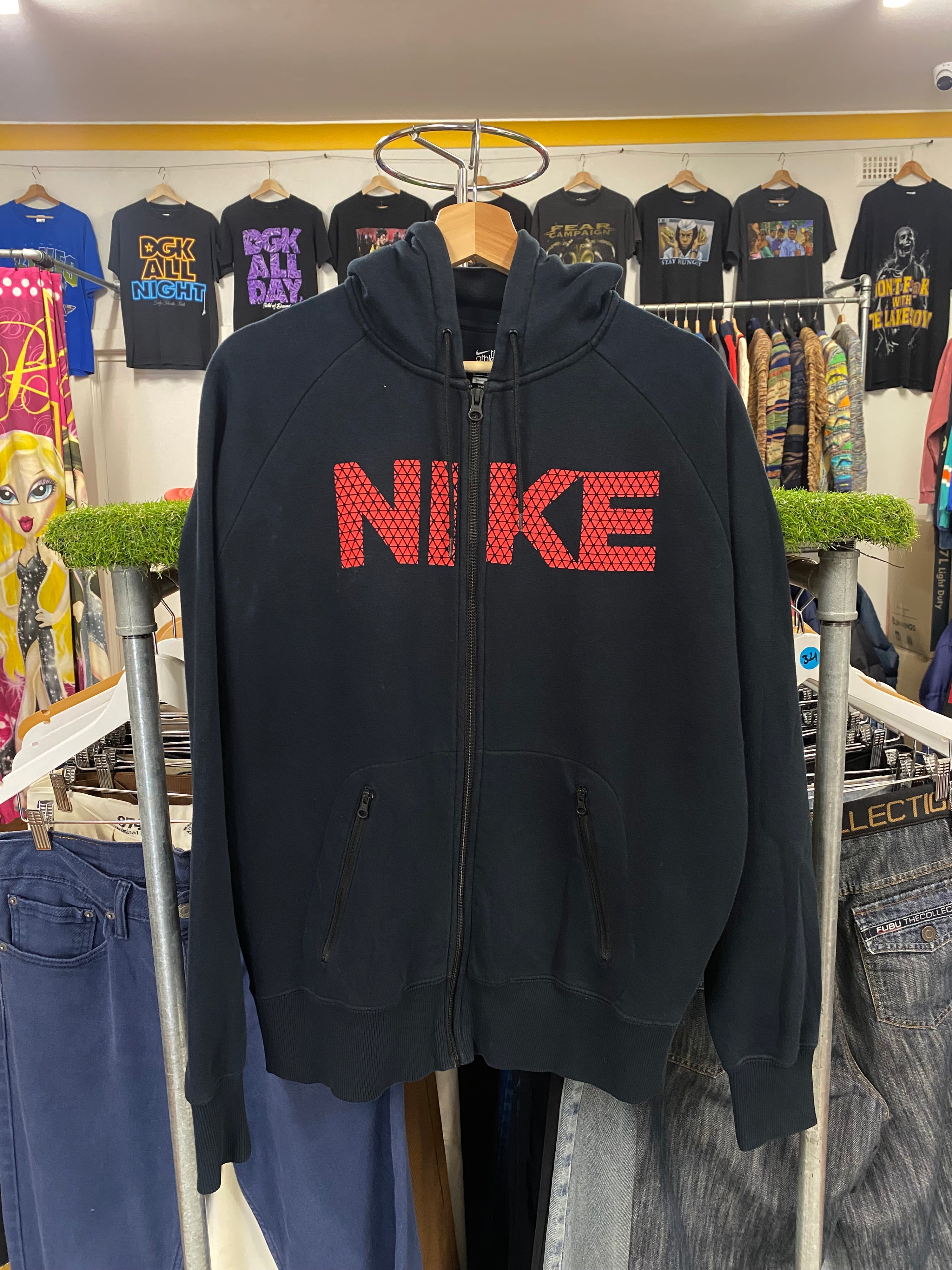 [M] Nike Athletic Dept. Tactile Red Logo Black Hoodie