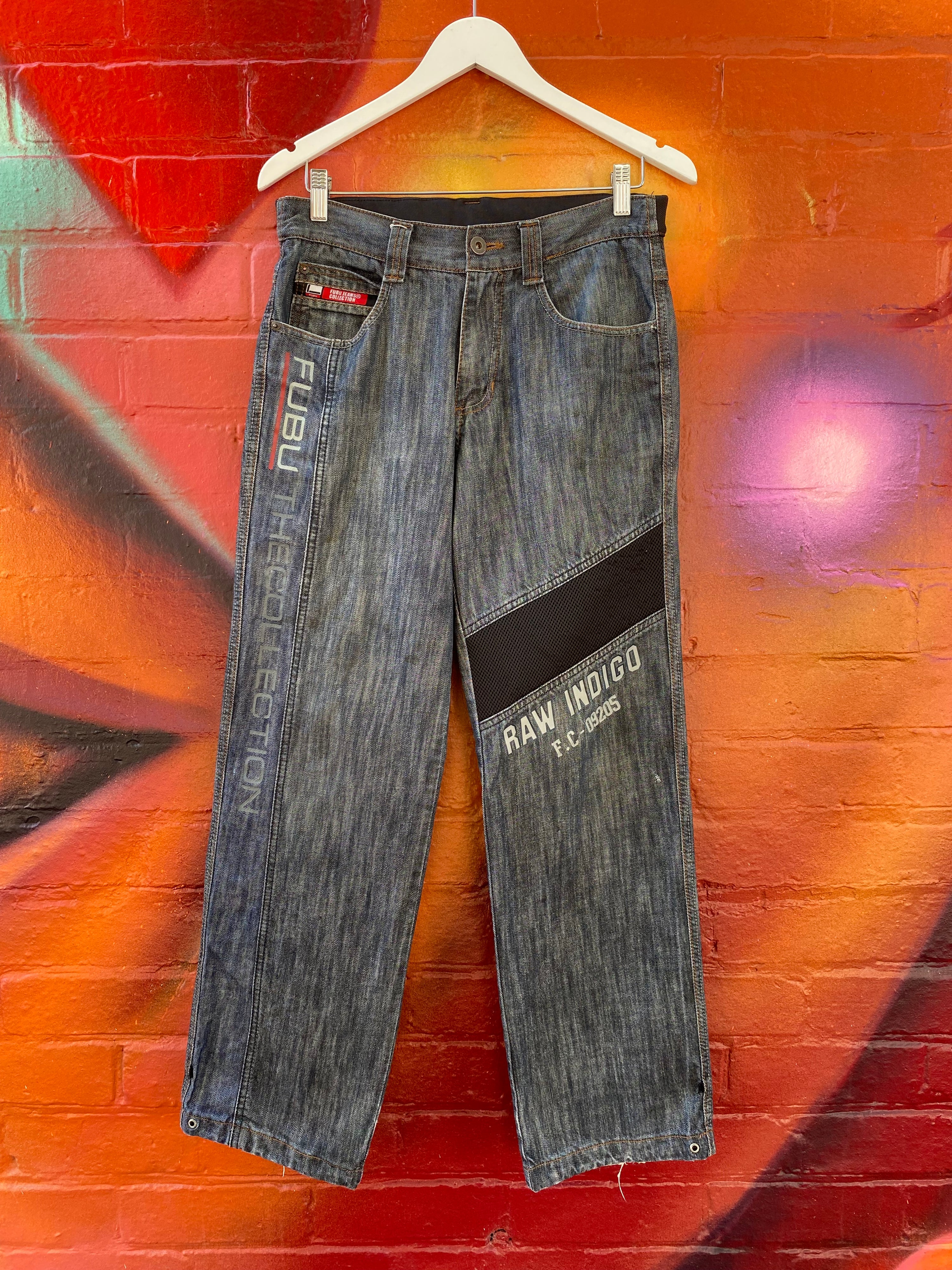 [32] FUBU Raw Indigo Elastic Band Jeans