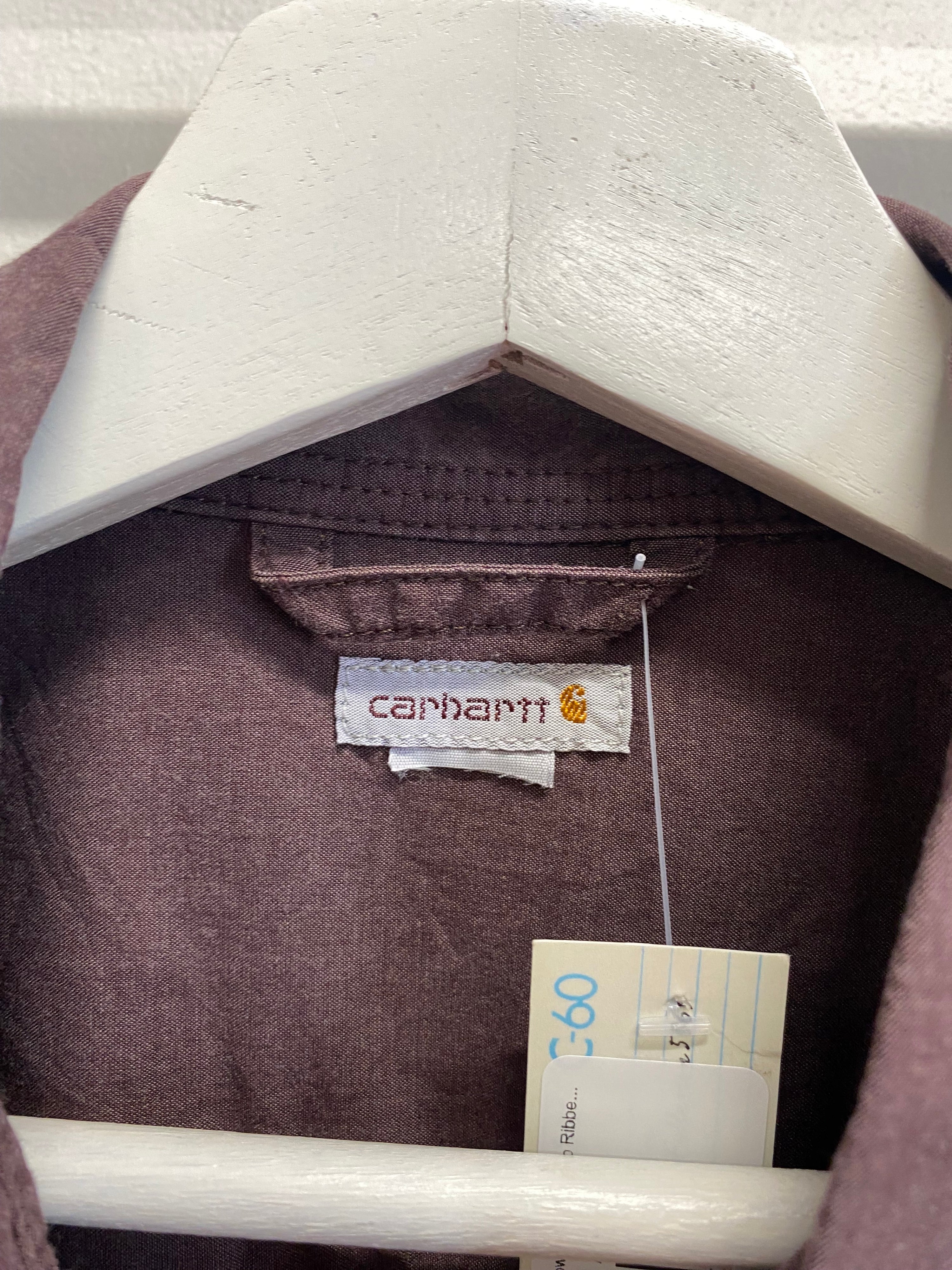 M - Carhartt Dusty Brown LS Button-up Ribbed Sides