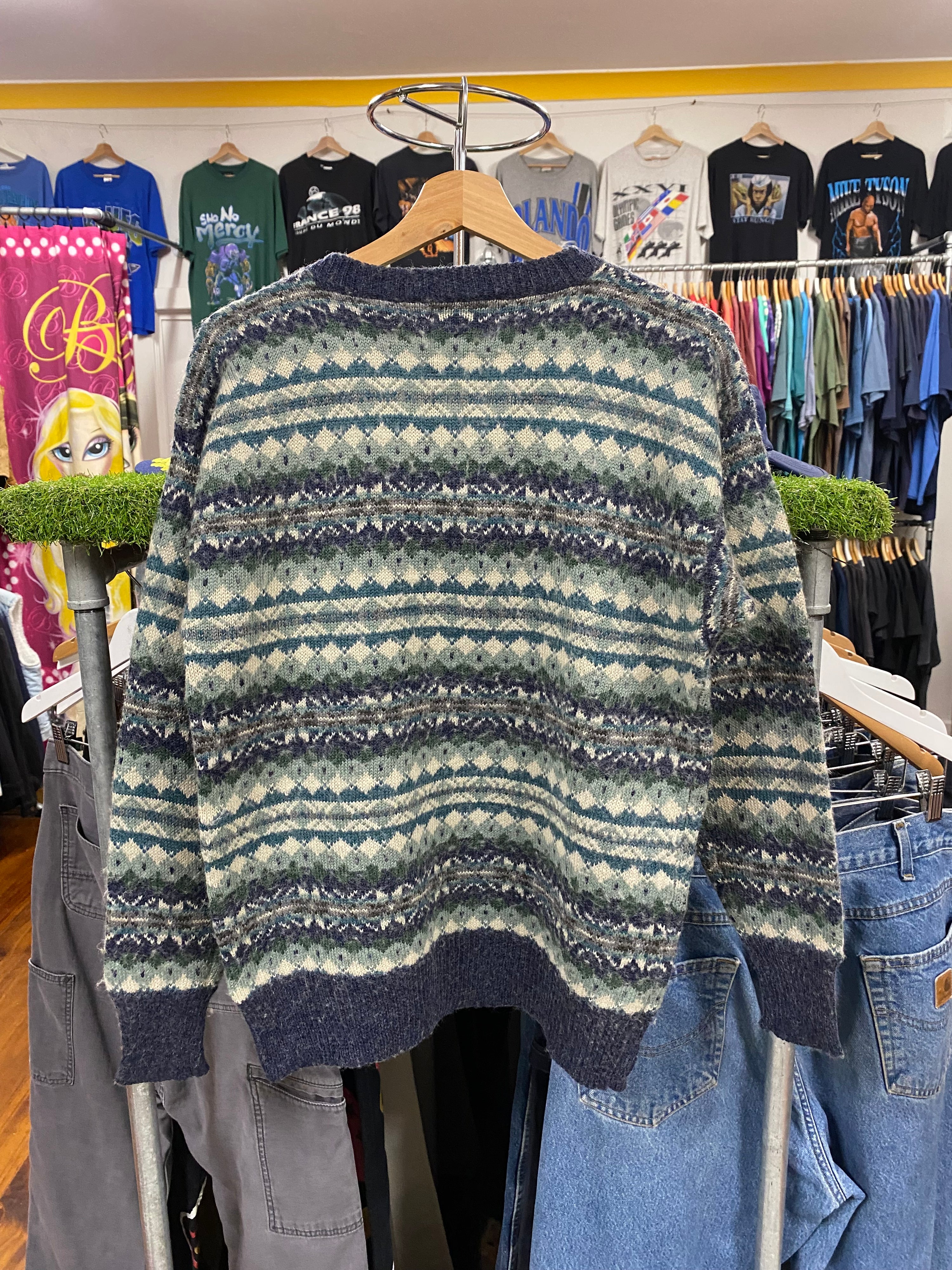 [S] Tip Top Tailors Blue/Green Knit Jumper