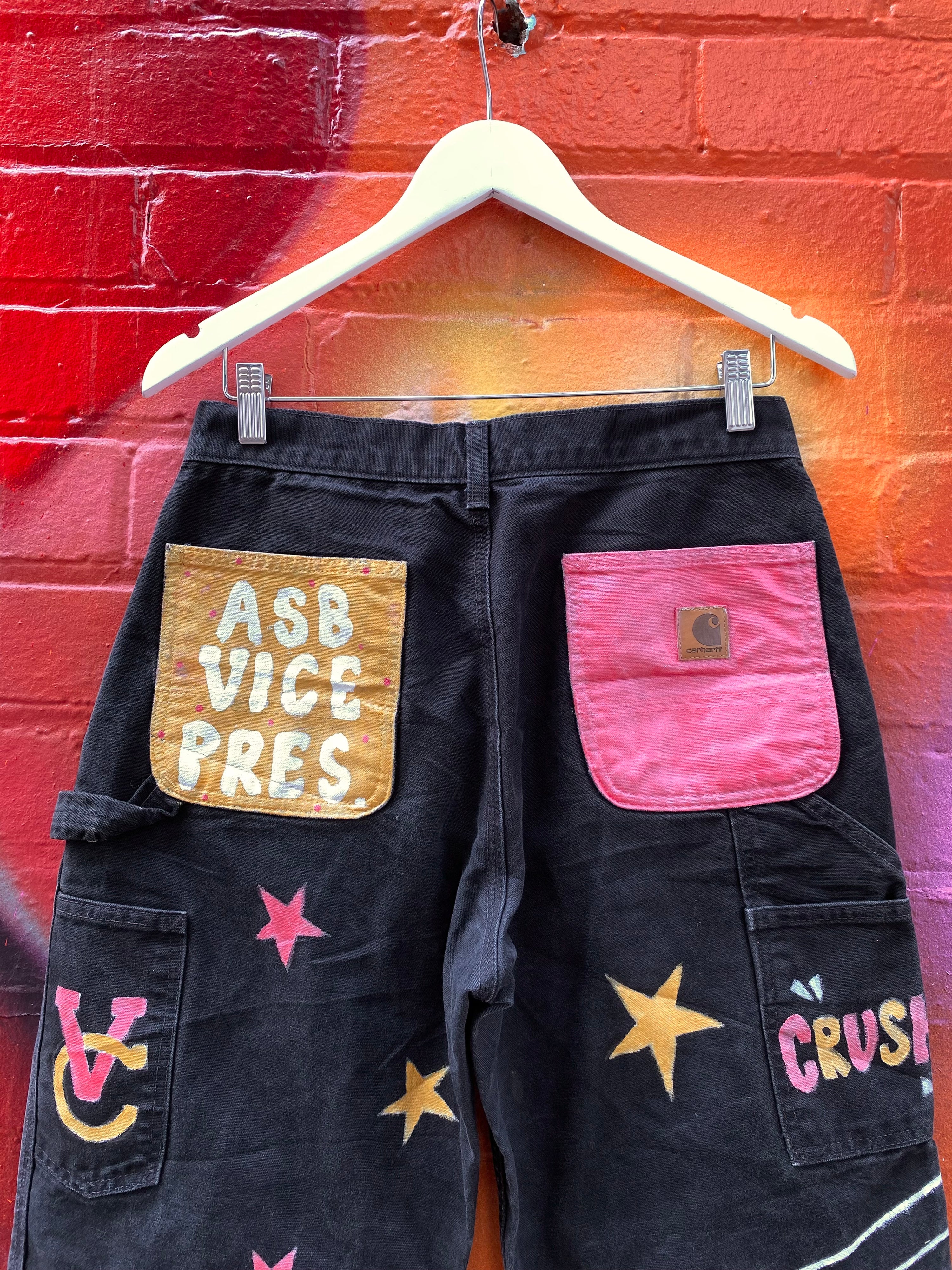 [30] Carhartt Hand Painted Seniors Black Jeans