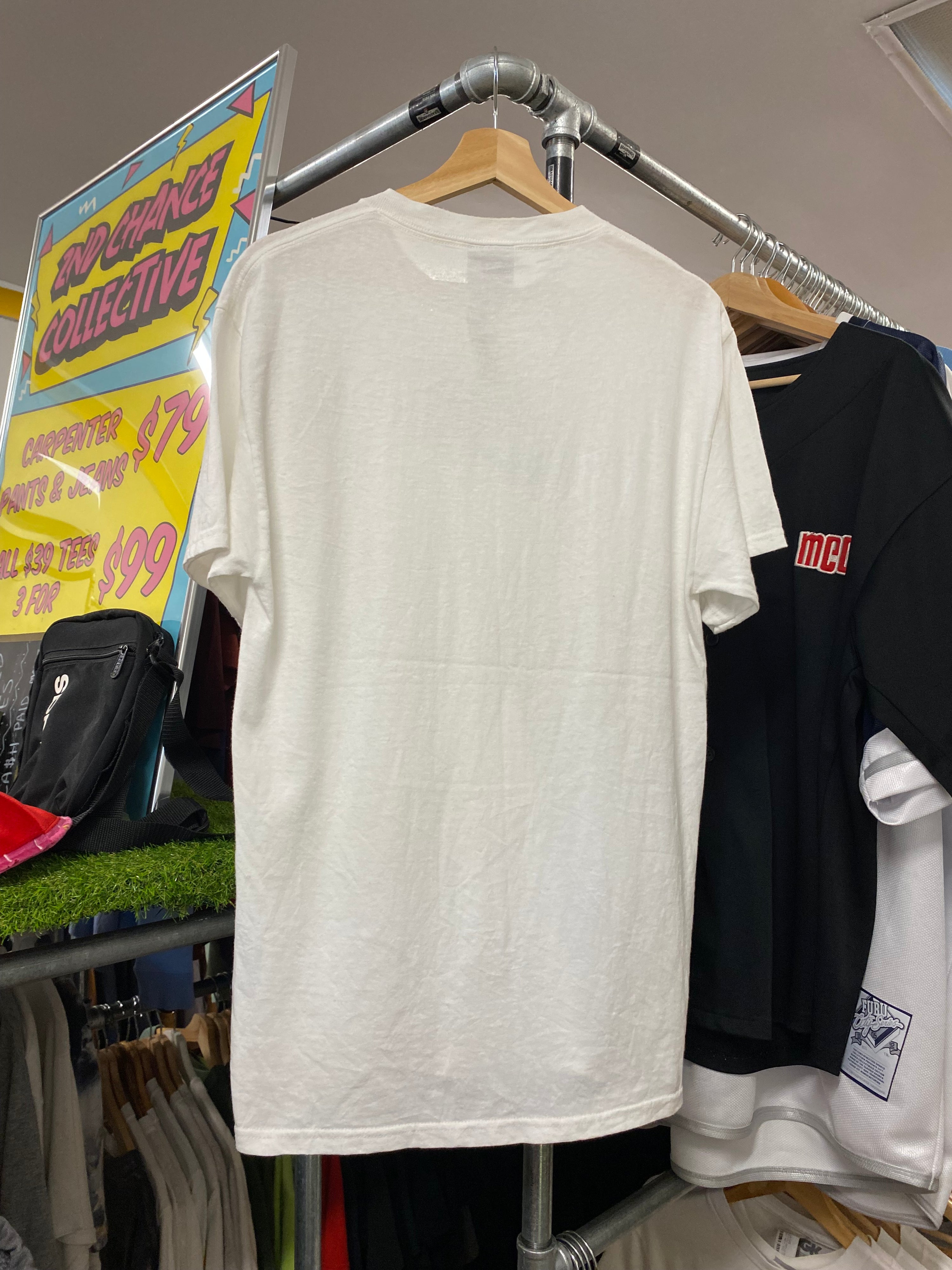 M - Nike Light Blue/Black Centre Logo White Tee