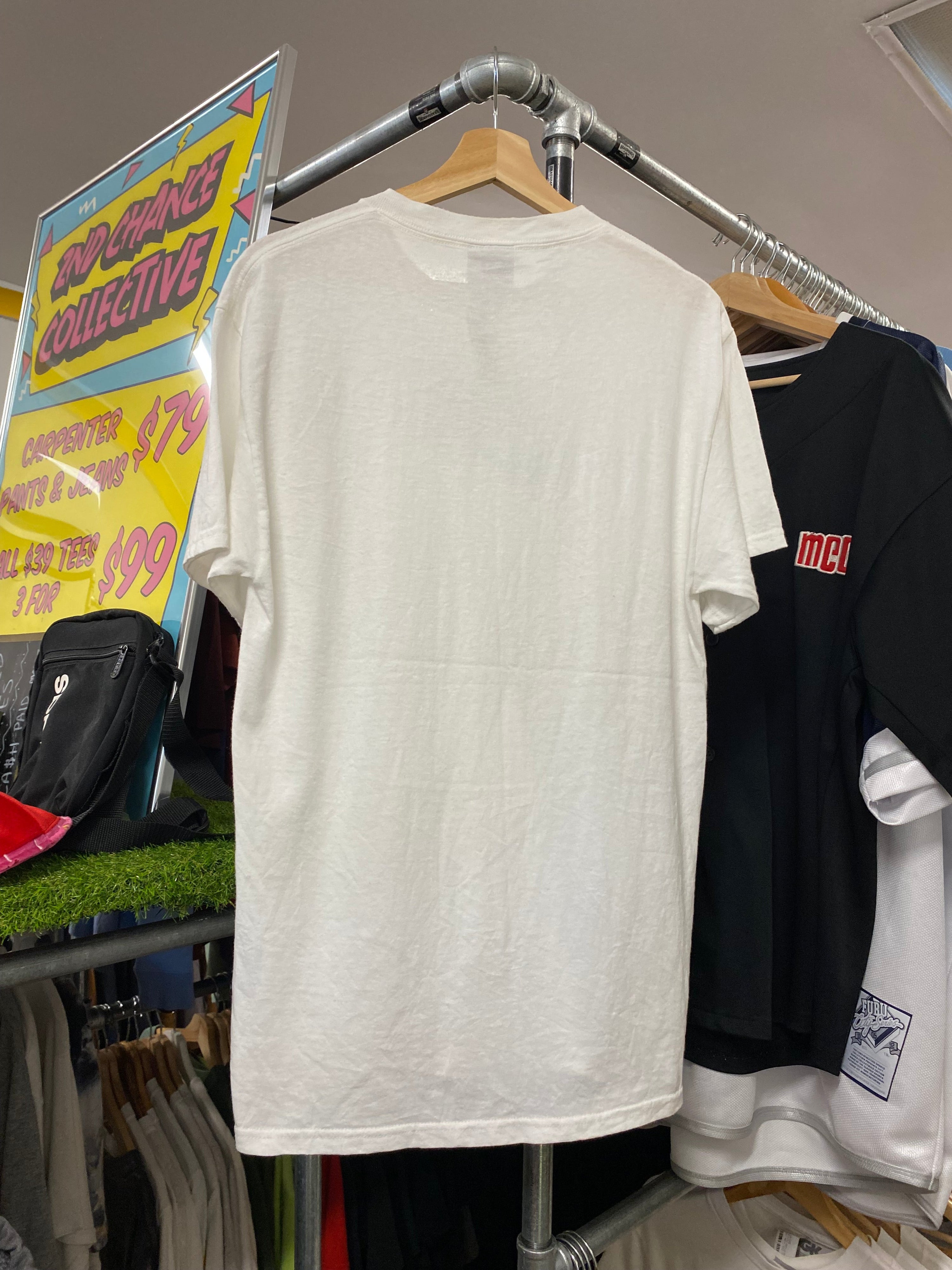 M - Nike Light Blue/Black Centre Logo White Tee