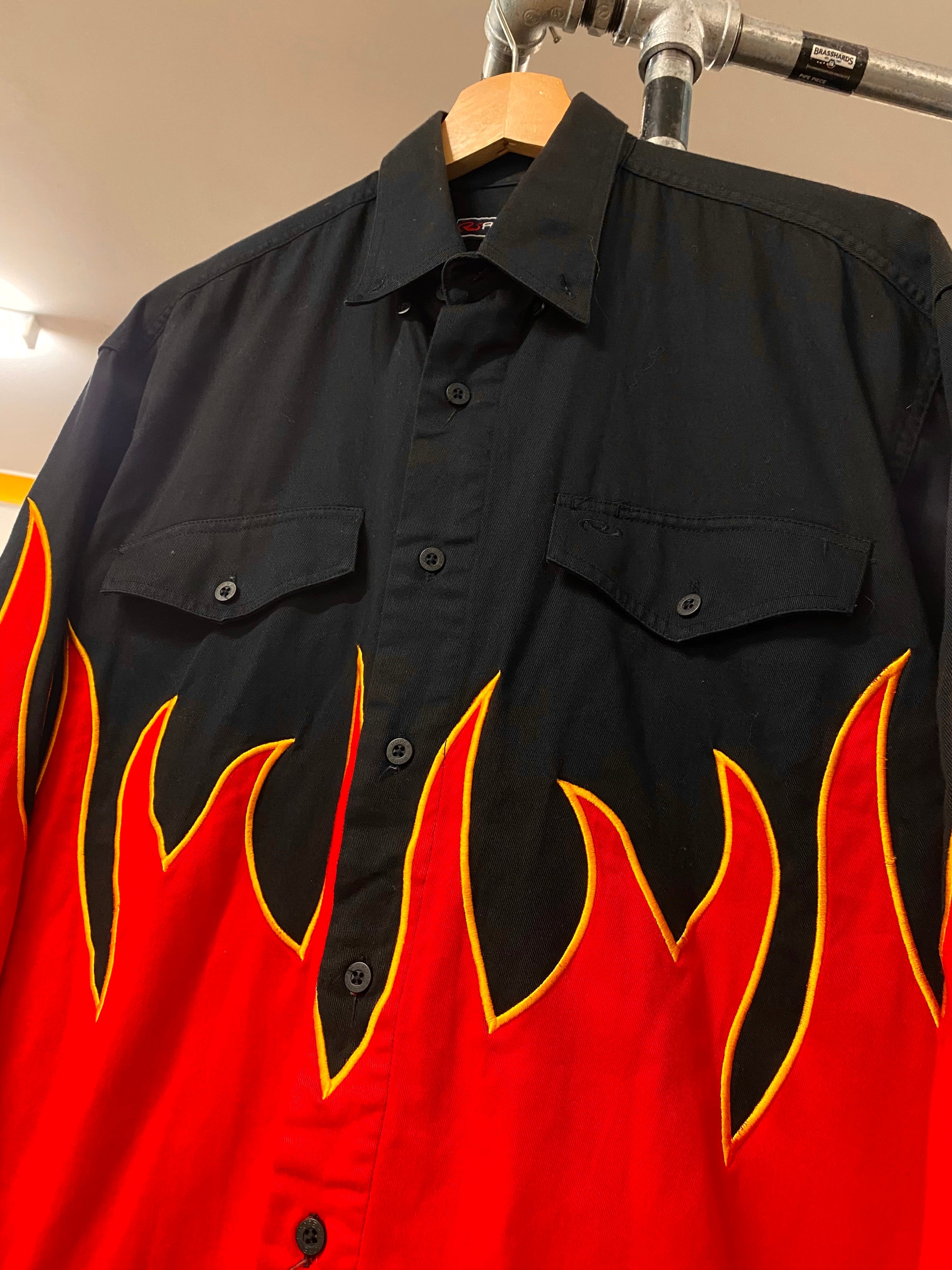 S - Flame Sleeve LS Button Up