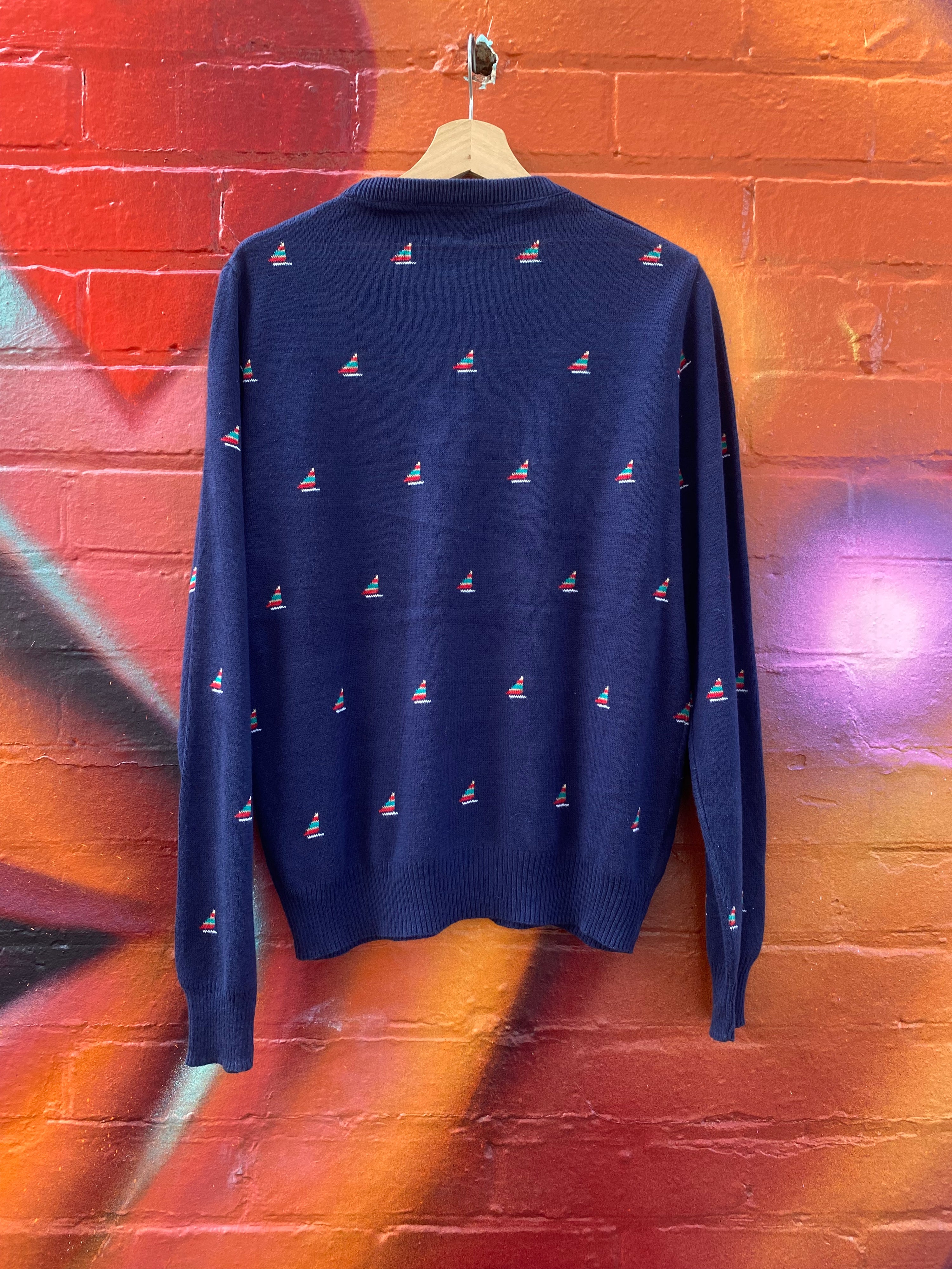 [M] Lord Jeff Navy w/ Boats Knit Sweater