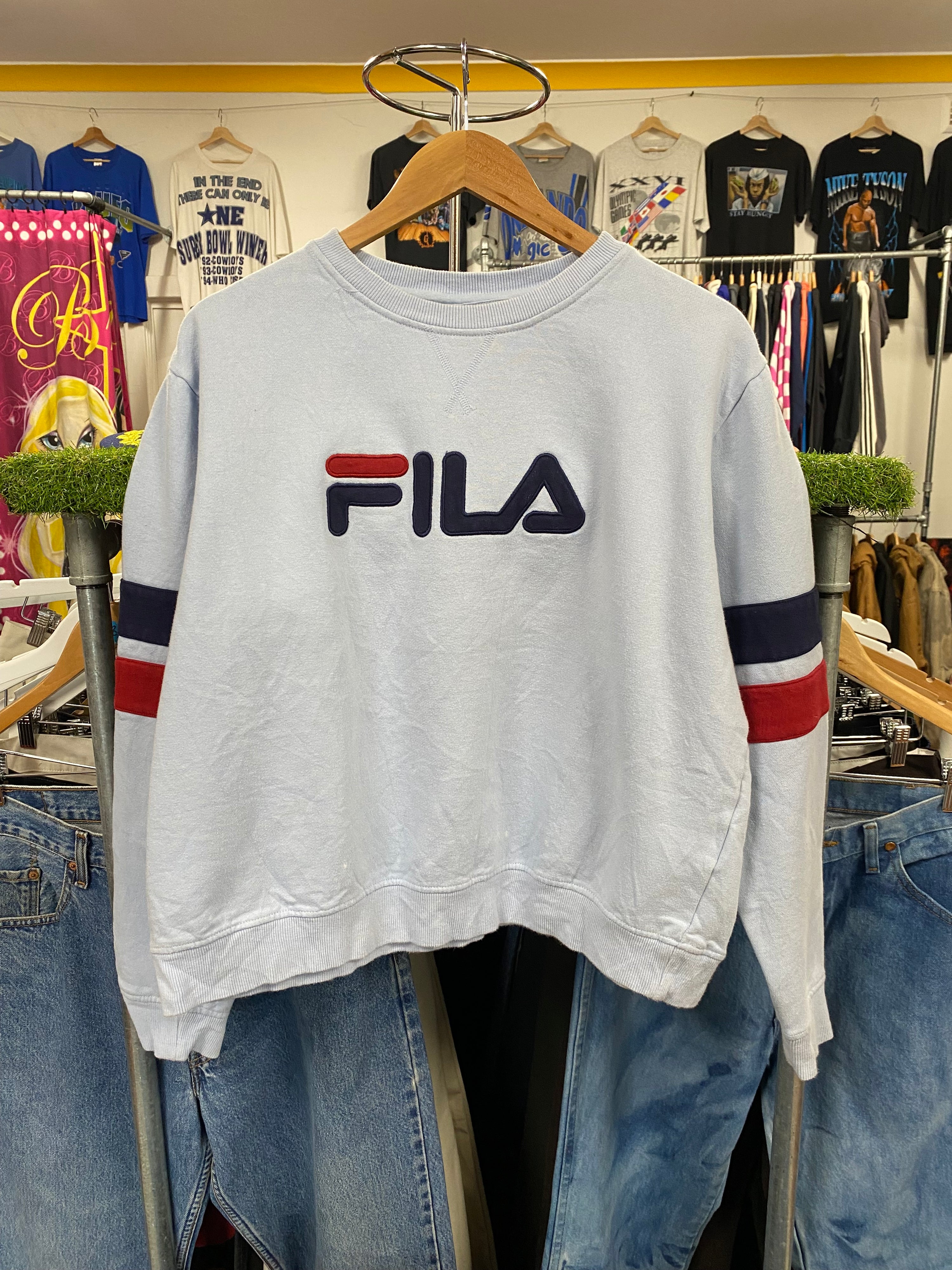 [XL] FILA Baby Blue Jumper Arm Stripes