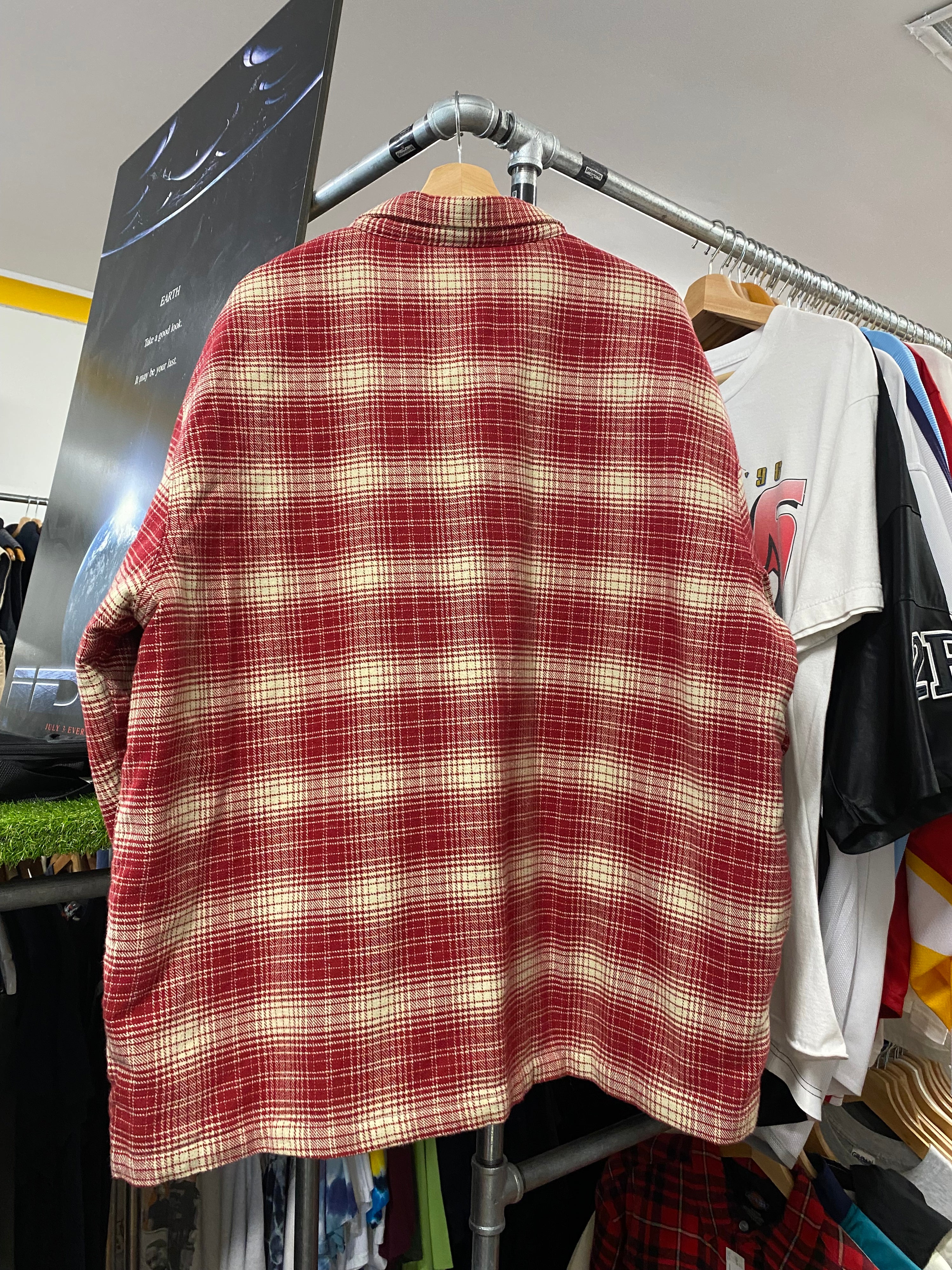[2XL] Dickies Red/White Check Heavyweight Button Up