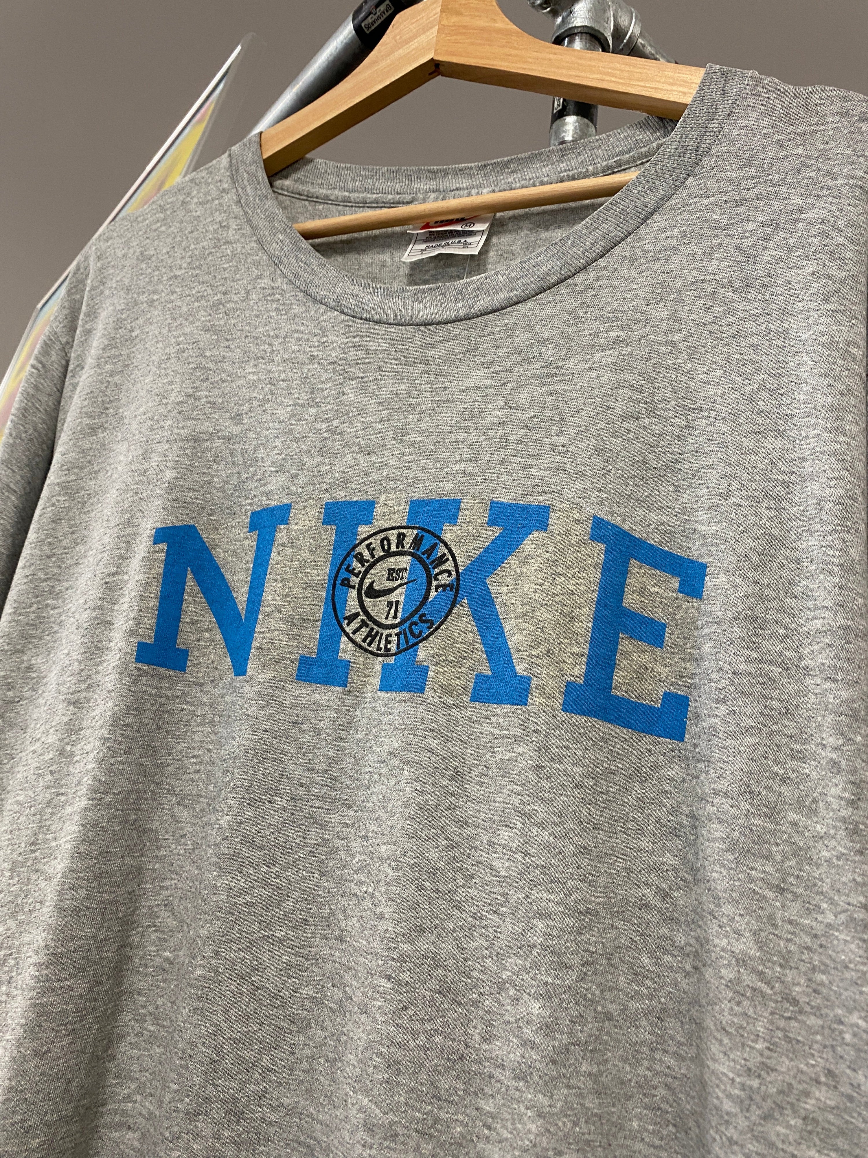 M - Nike Performance Athletics Light Blue/Black Logo Grey Tee