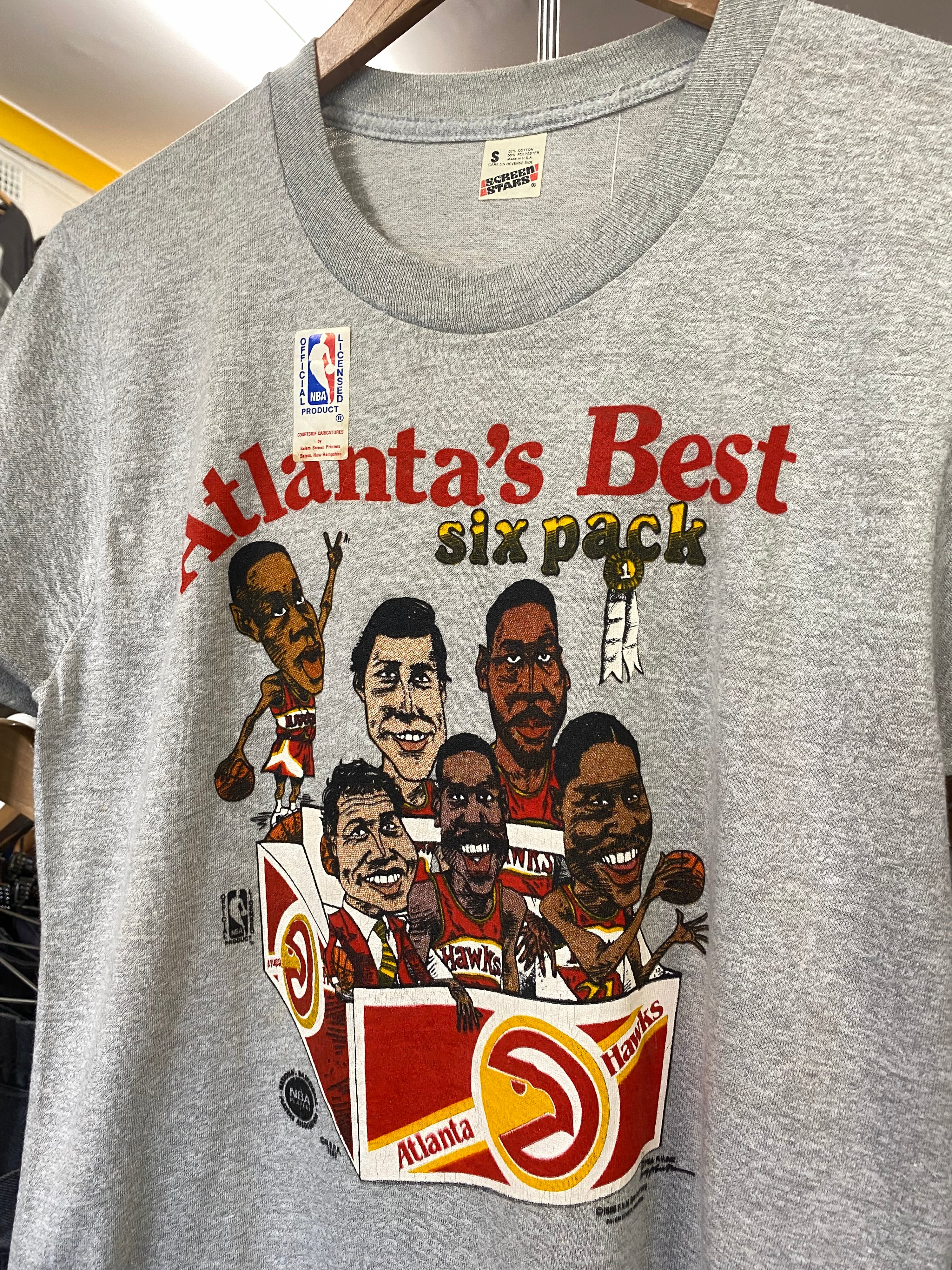 [S] 1986 Atlantas's Best Six Pack - Hawks Caricature Tshirt
