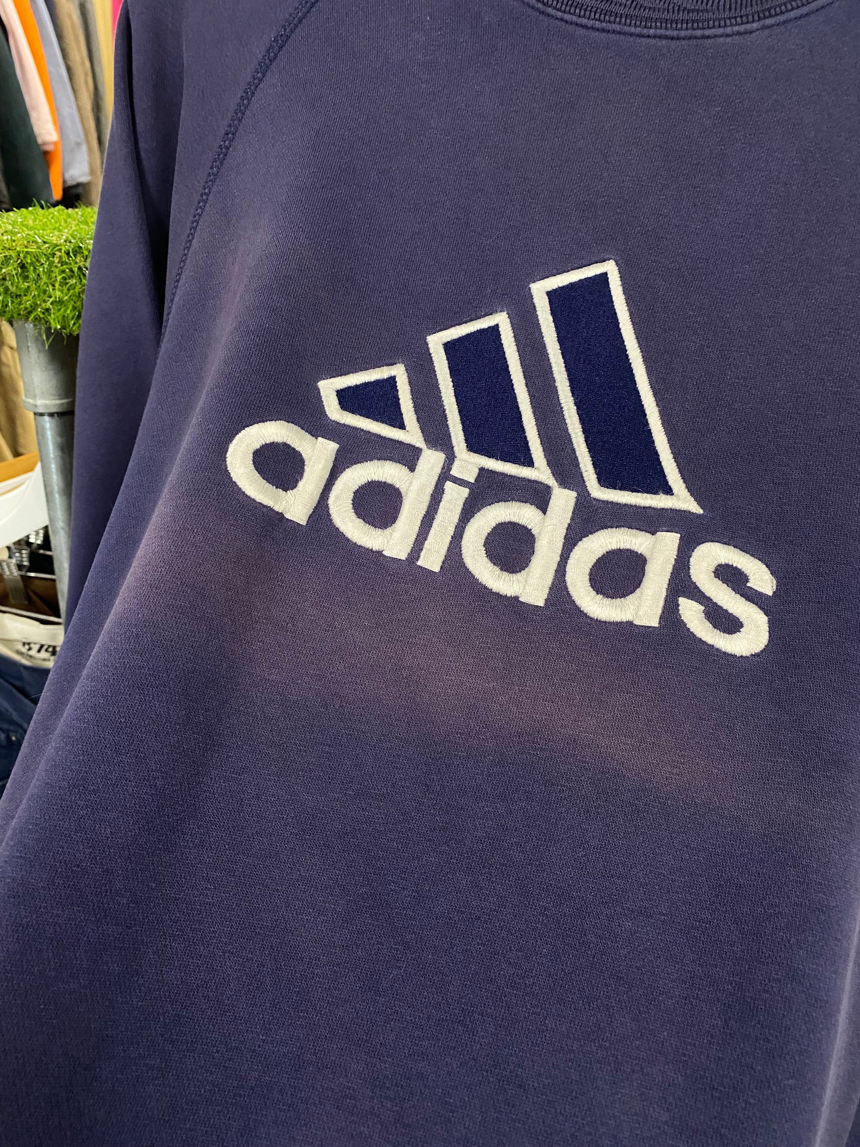 [M] Adidas Faded Navy Jumper Big Logo