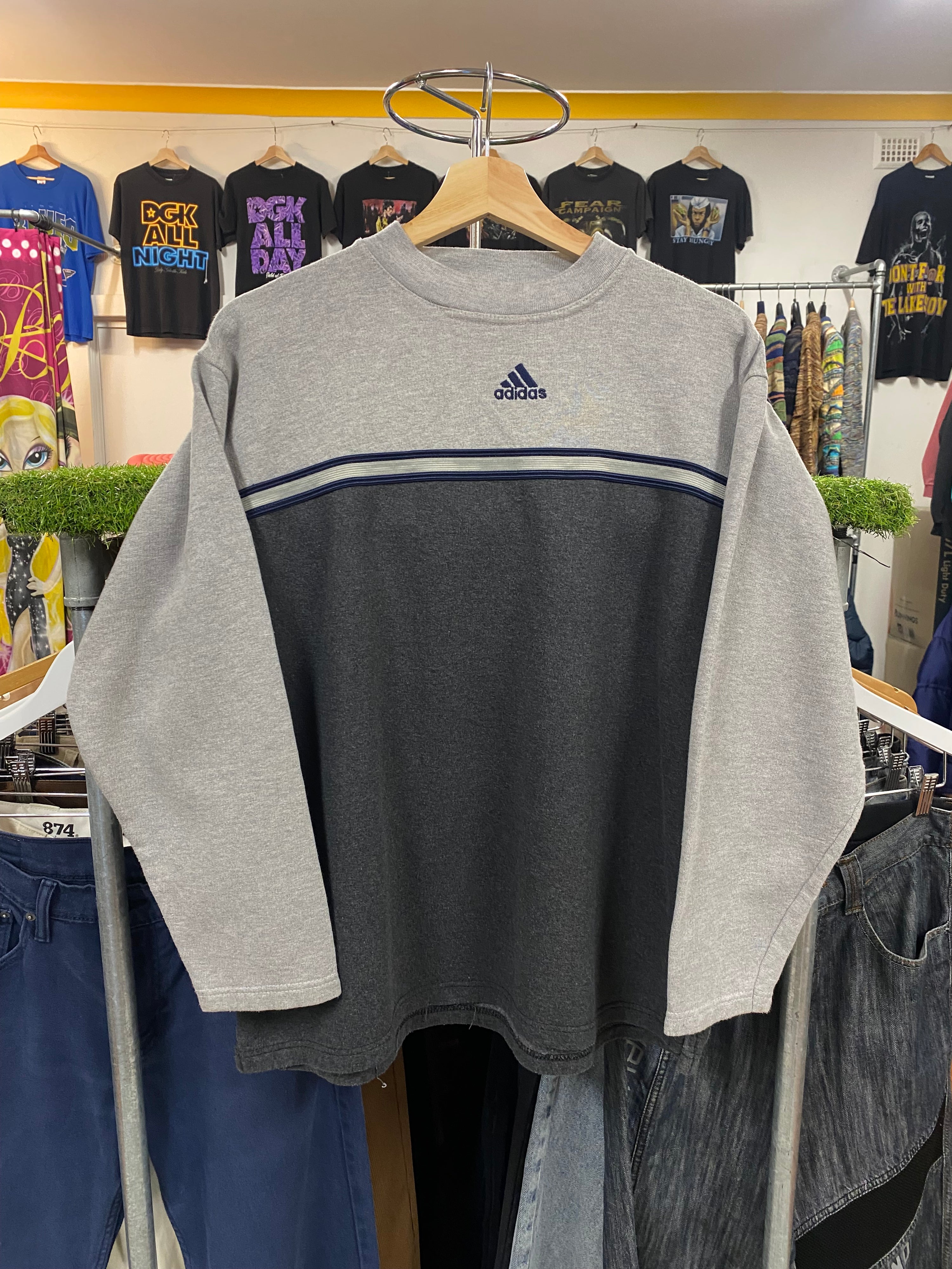 [XL] Adidas Light/Dark Grey Colourblock Jumper