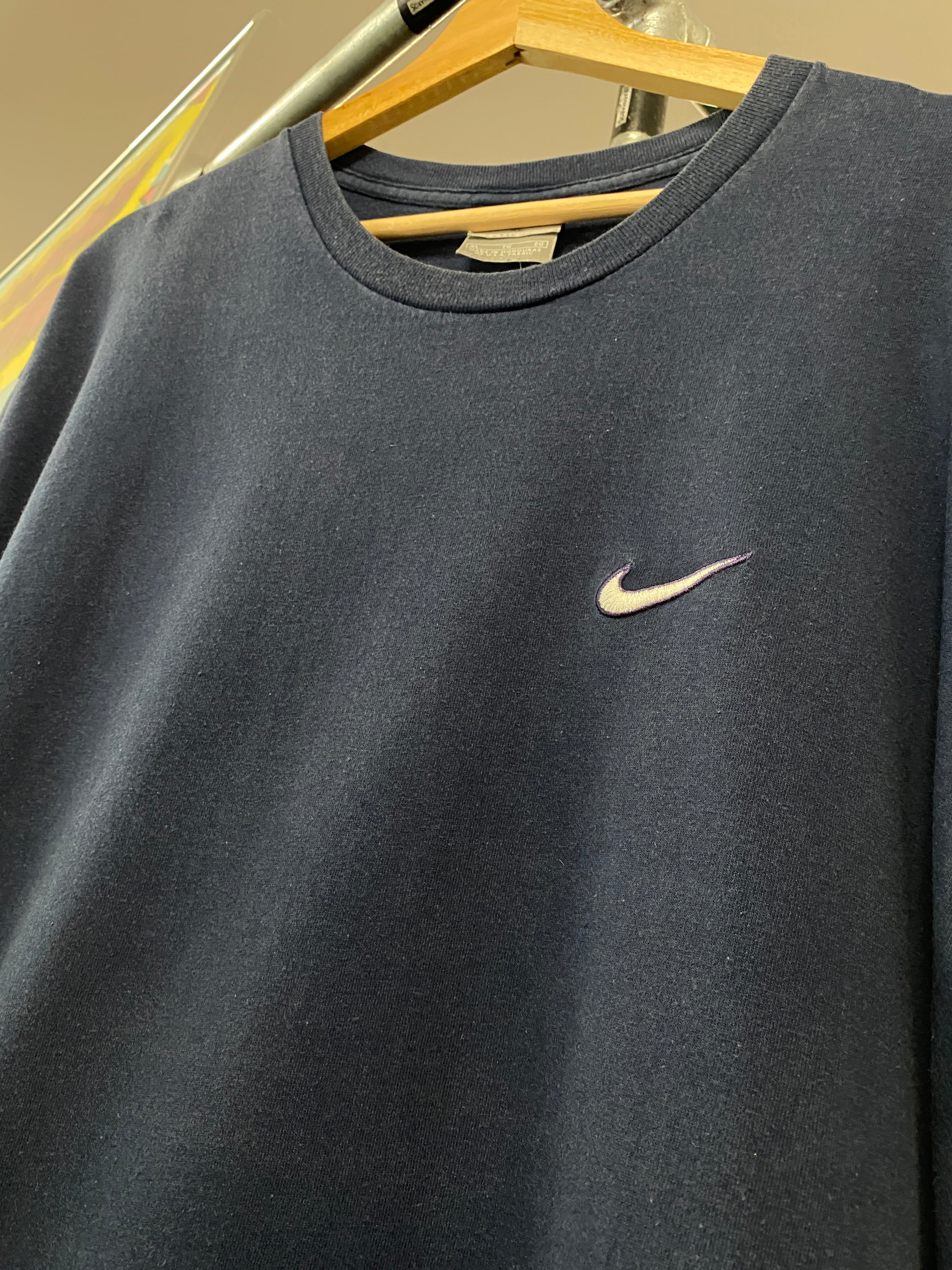 XL - 2000s Nike Embroidered Small Tick Blue Tee