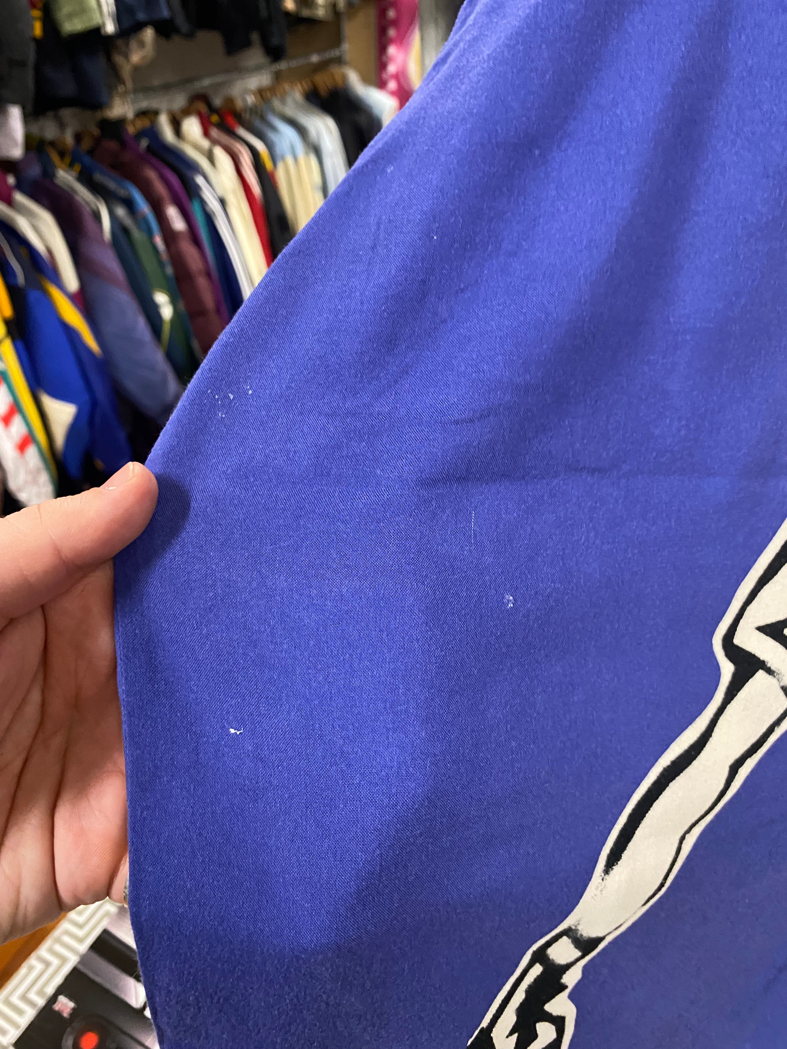 [M] 1990s Mambo Loud Boxing Man Blue Button Up
