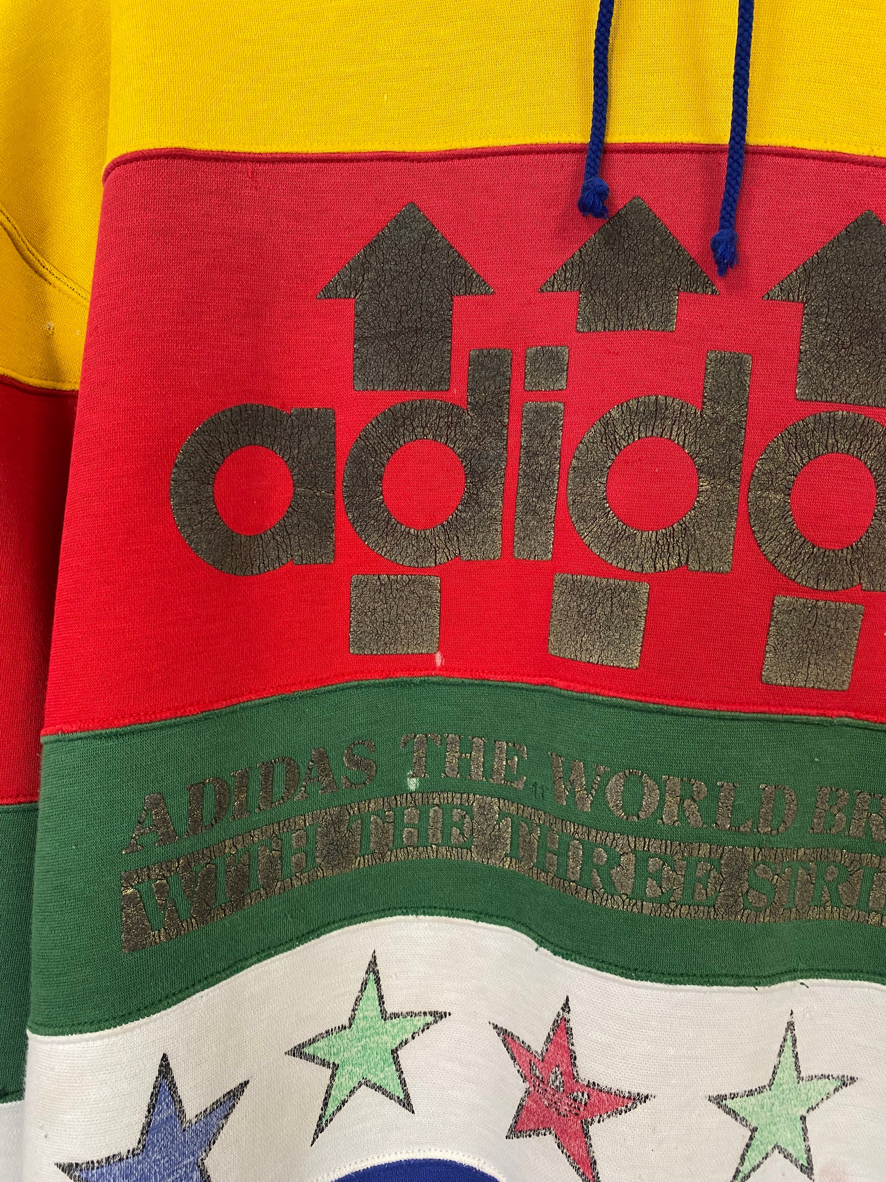 M - 1990s Adidas Colorful Striped Hoodie