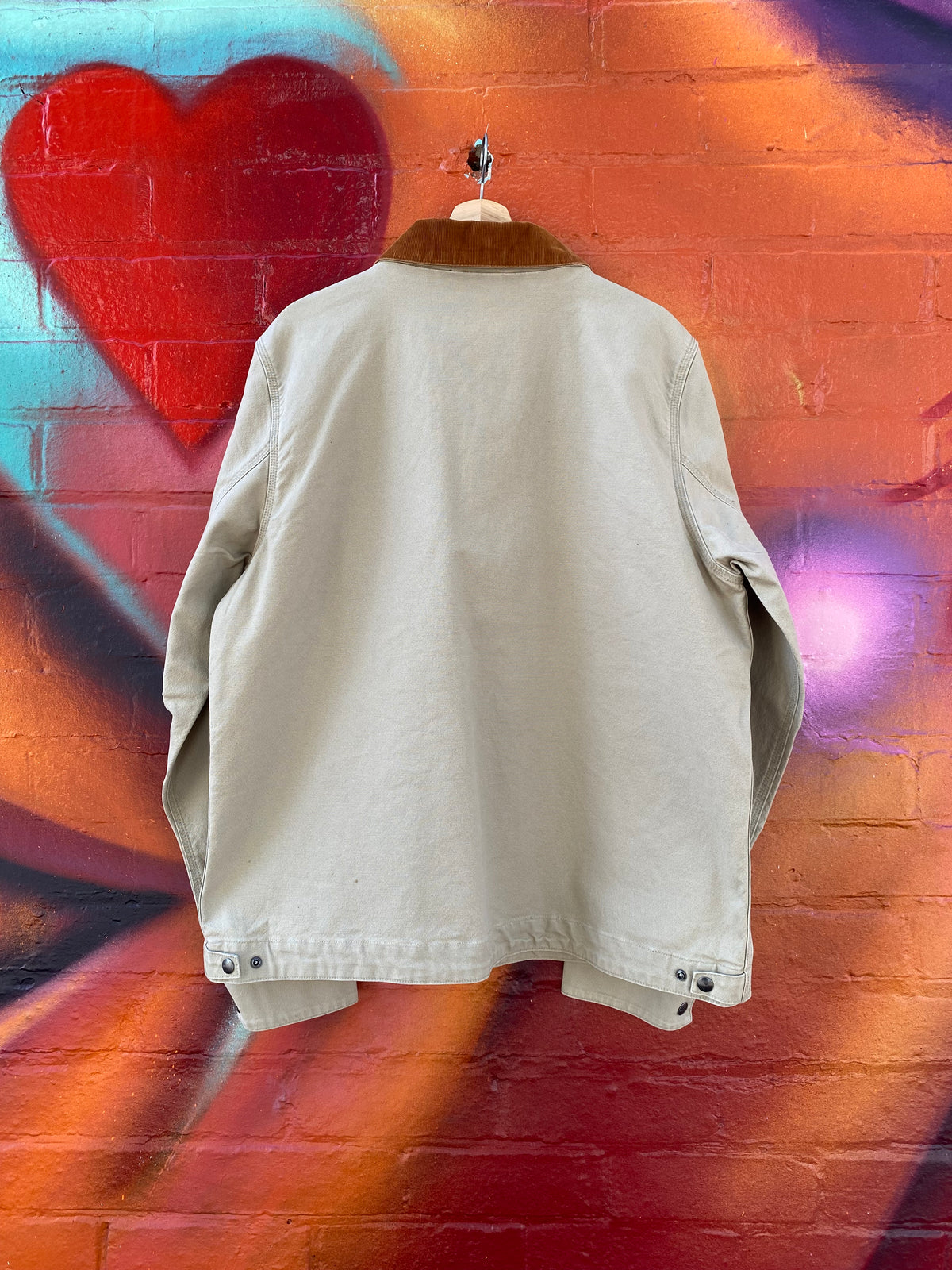 [XL] Carhartt Beige Jacket w/ Caramel Cord Collar