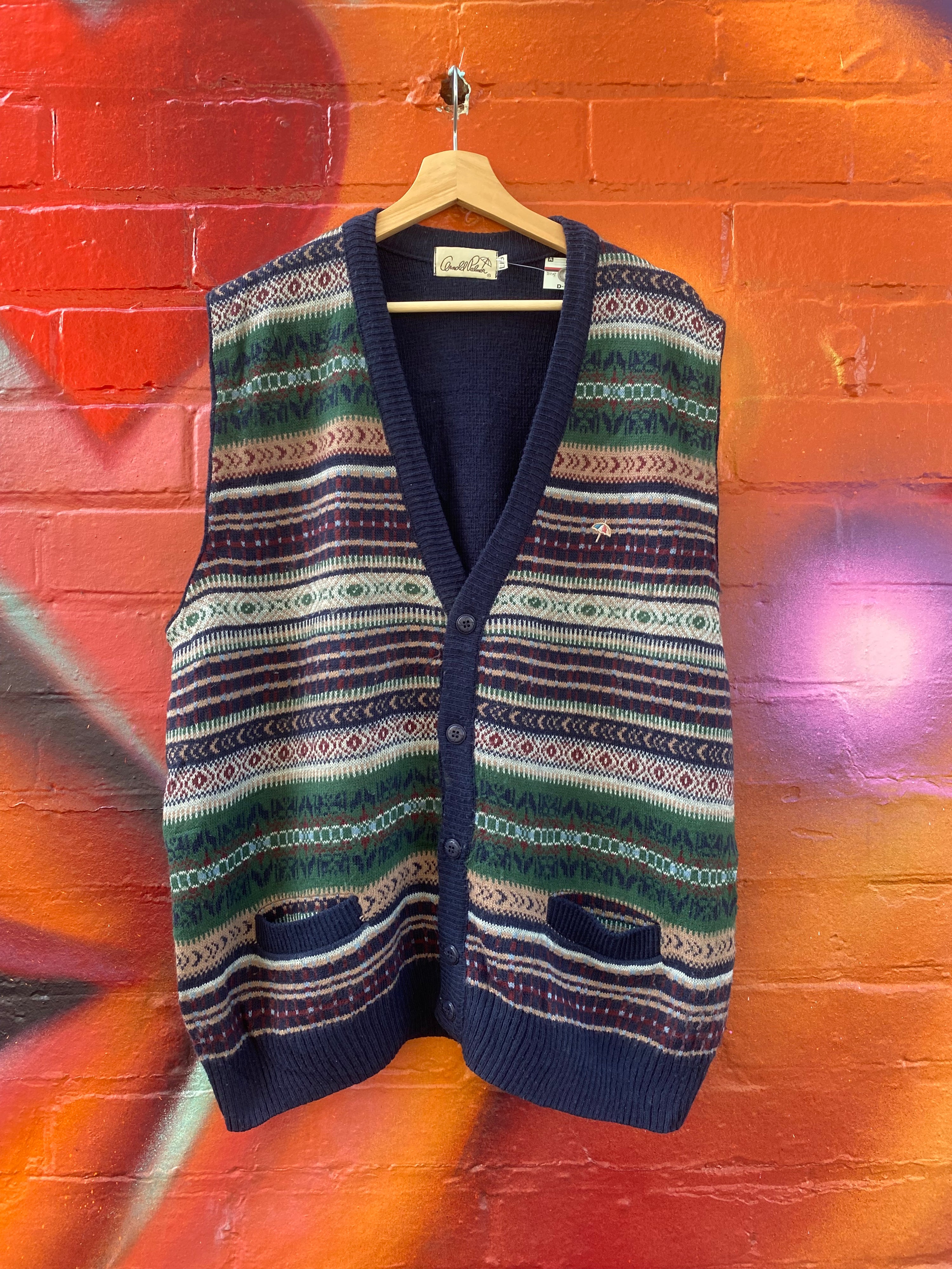 [L] Arnold Palmer Umbrella Logo Knit Cardigan