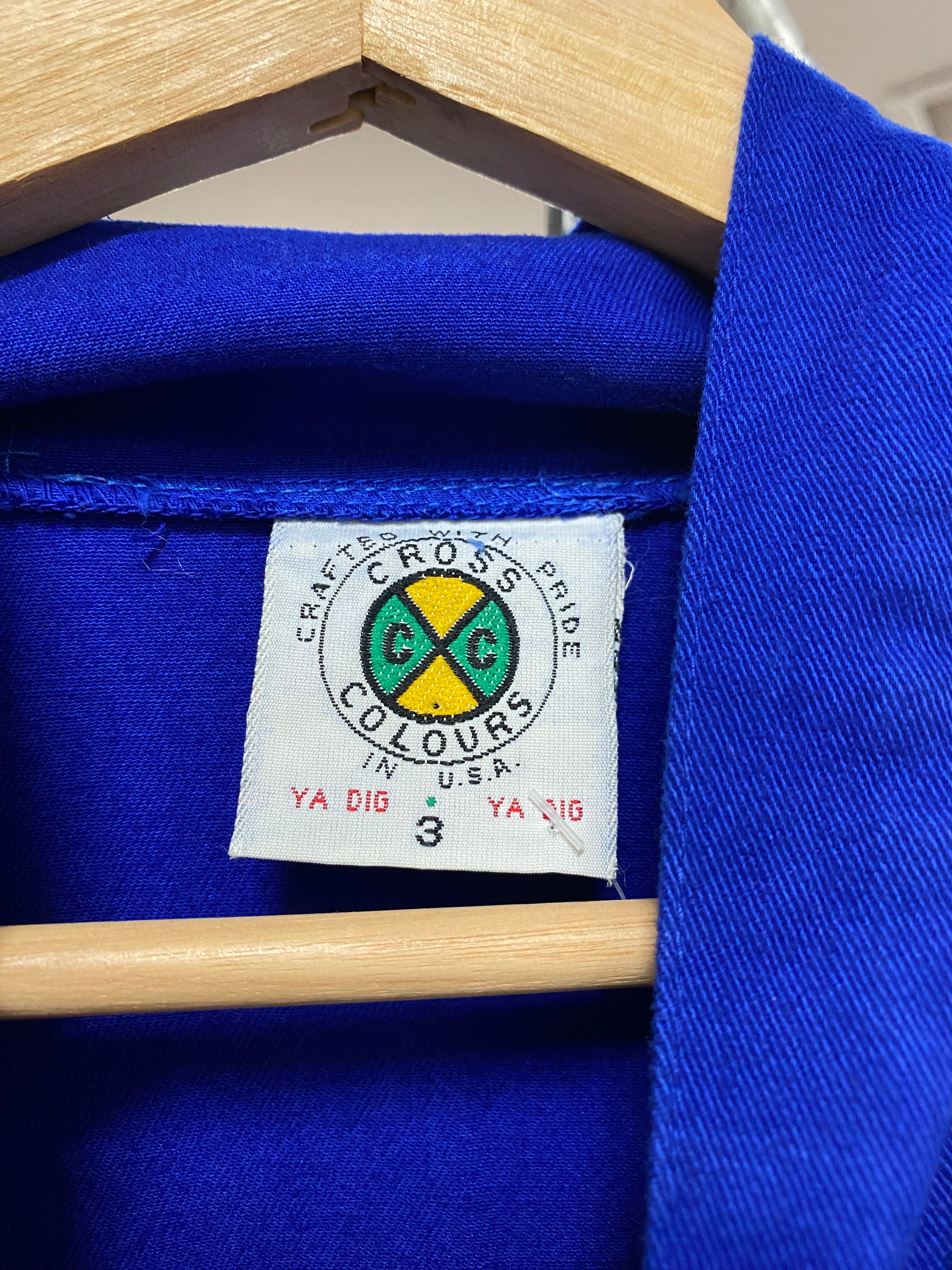 3 - Vintage Cross Colours Blue Hooded Smock