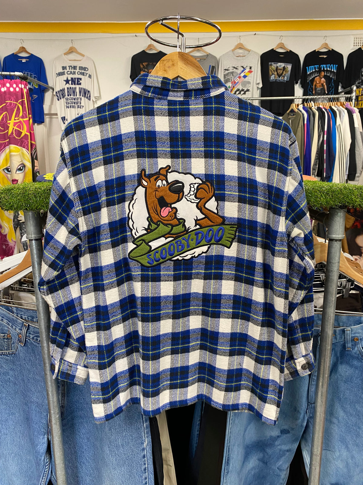 S - Vintage Scooby Doo Blue/White Flanny