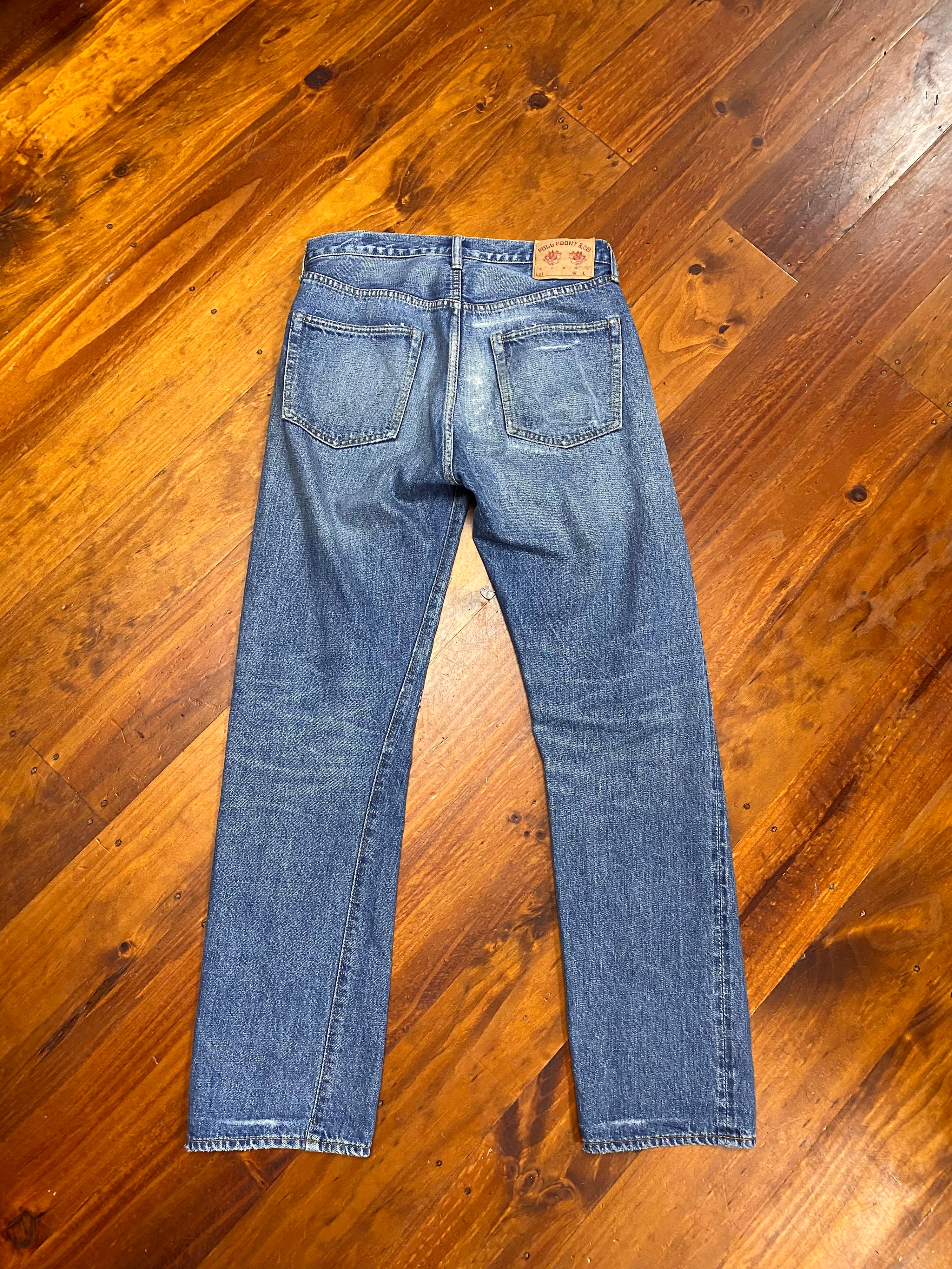 [30] Full Count & Co 1102 Vintage Wash Selvedge Denim Jeans