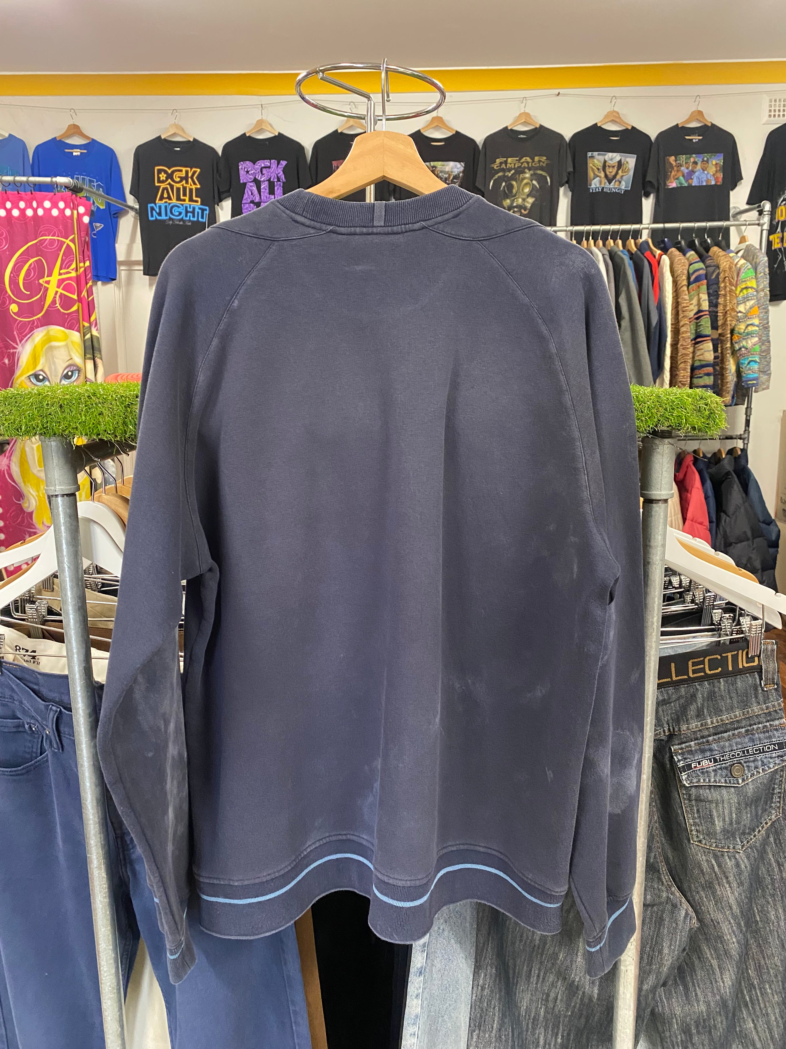 [L] Adidas Navy/Light Blue Accents Jumper with Pocket Logo