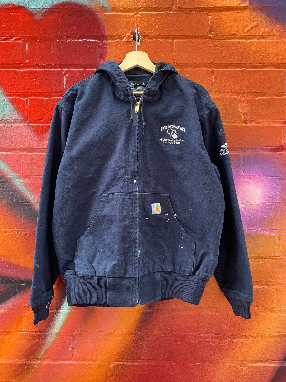[M] Carhartt Dark Blue Active Jacket 'Multi Roofing System Services'