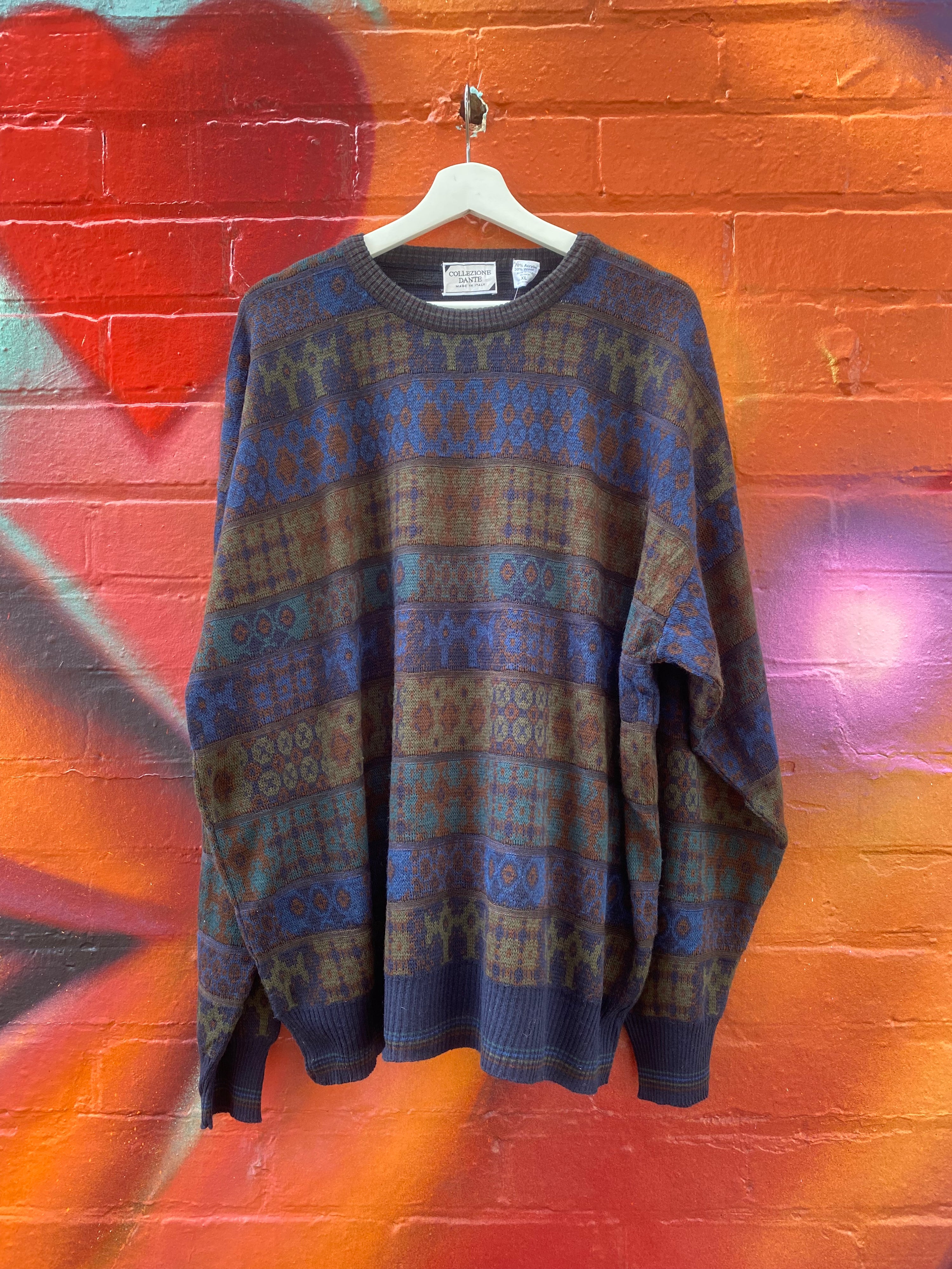 [XL] Collezione Dante Brown/Blue Knit Sweater