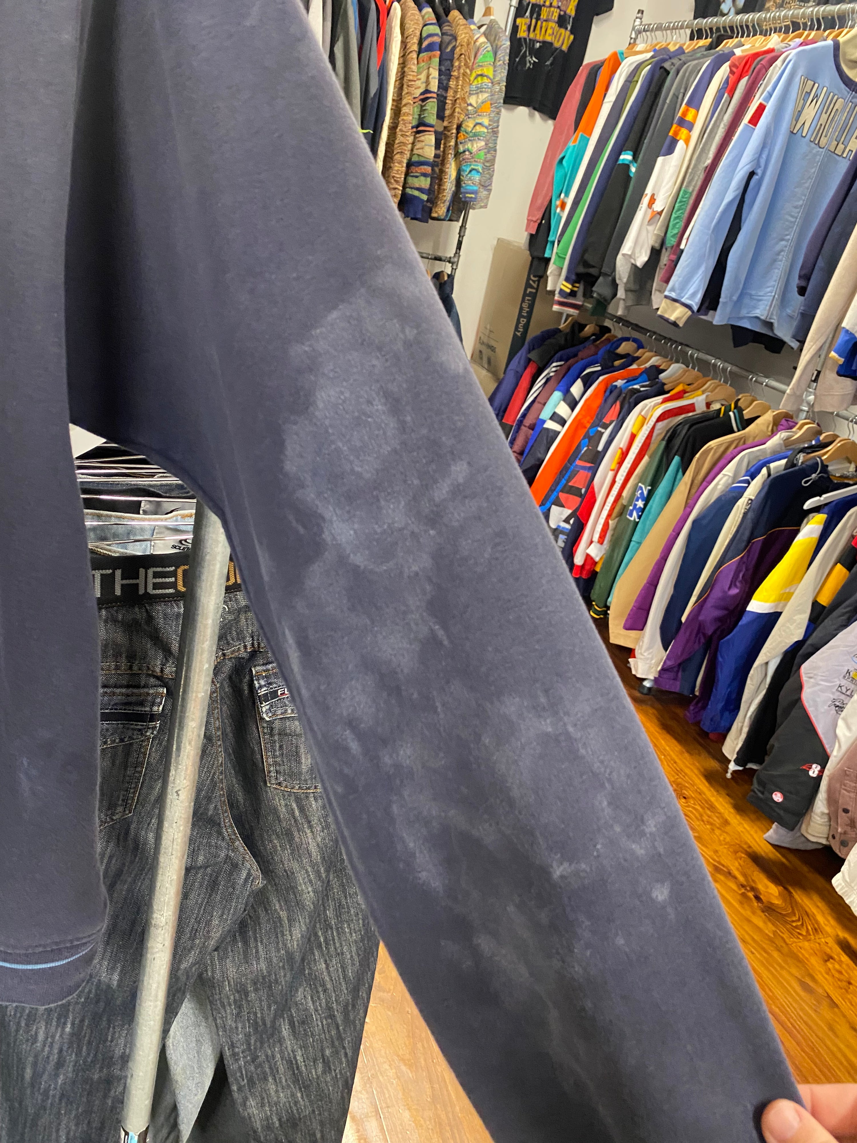 [L] Adidas Navy/Light Blue Accents Jumper with Pocket Logo