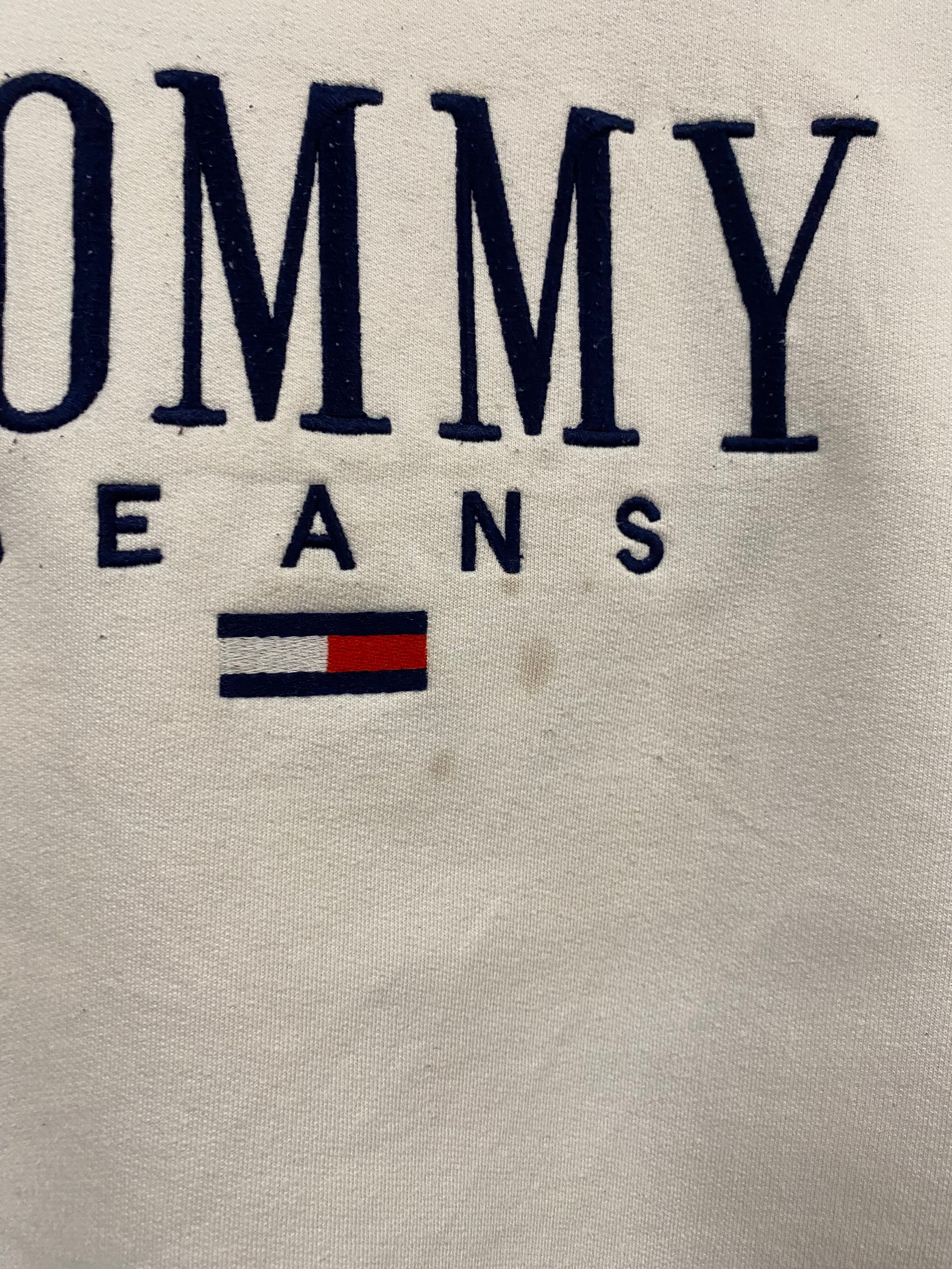 [S] Tommy Jeans White Embroidered Logo Jumper