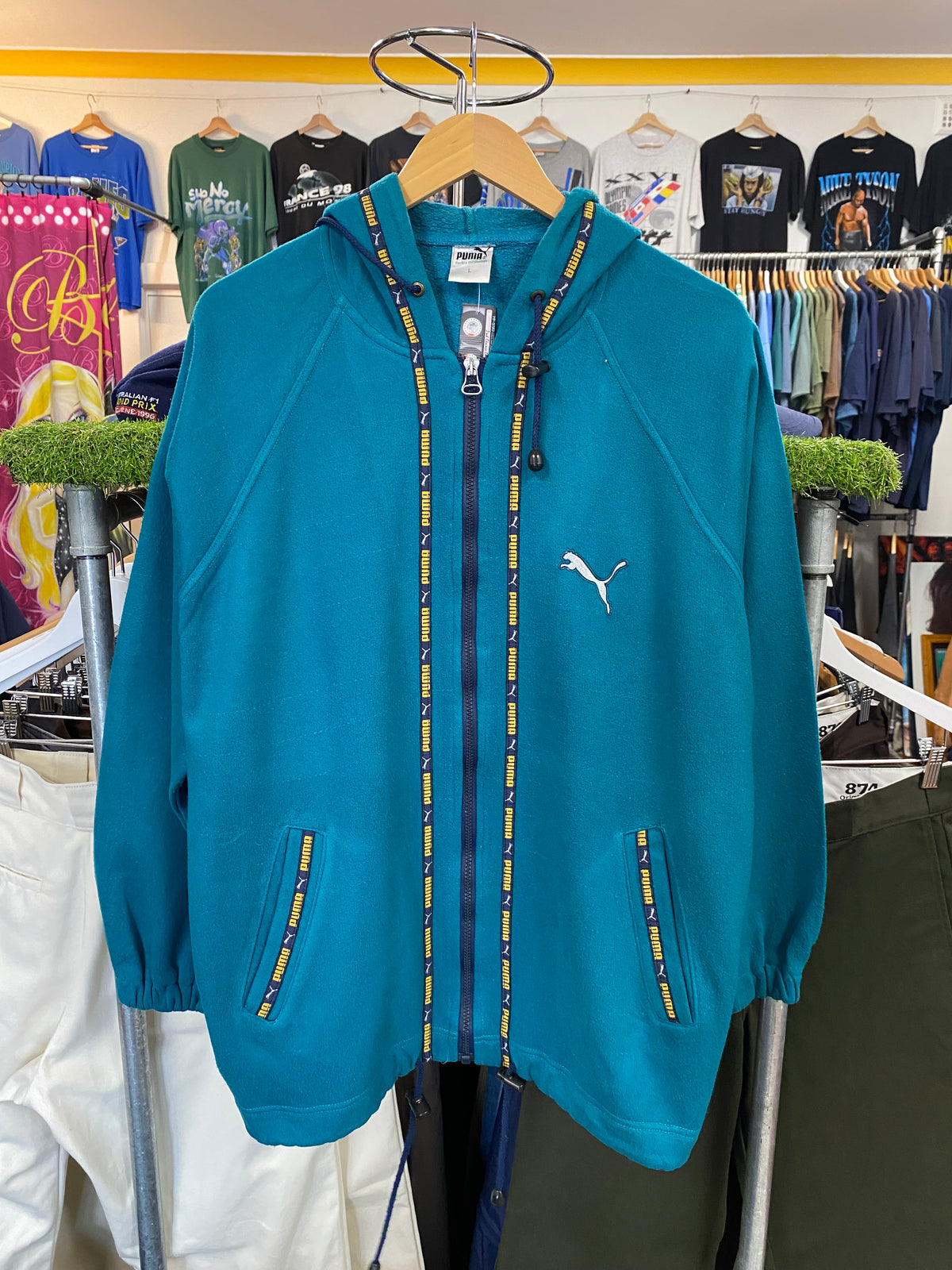 [L] PUMA Teal Full Zip Hoodie