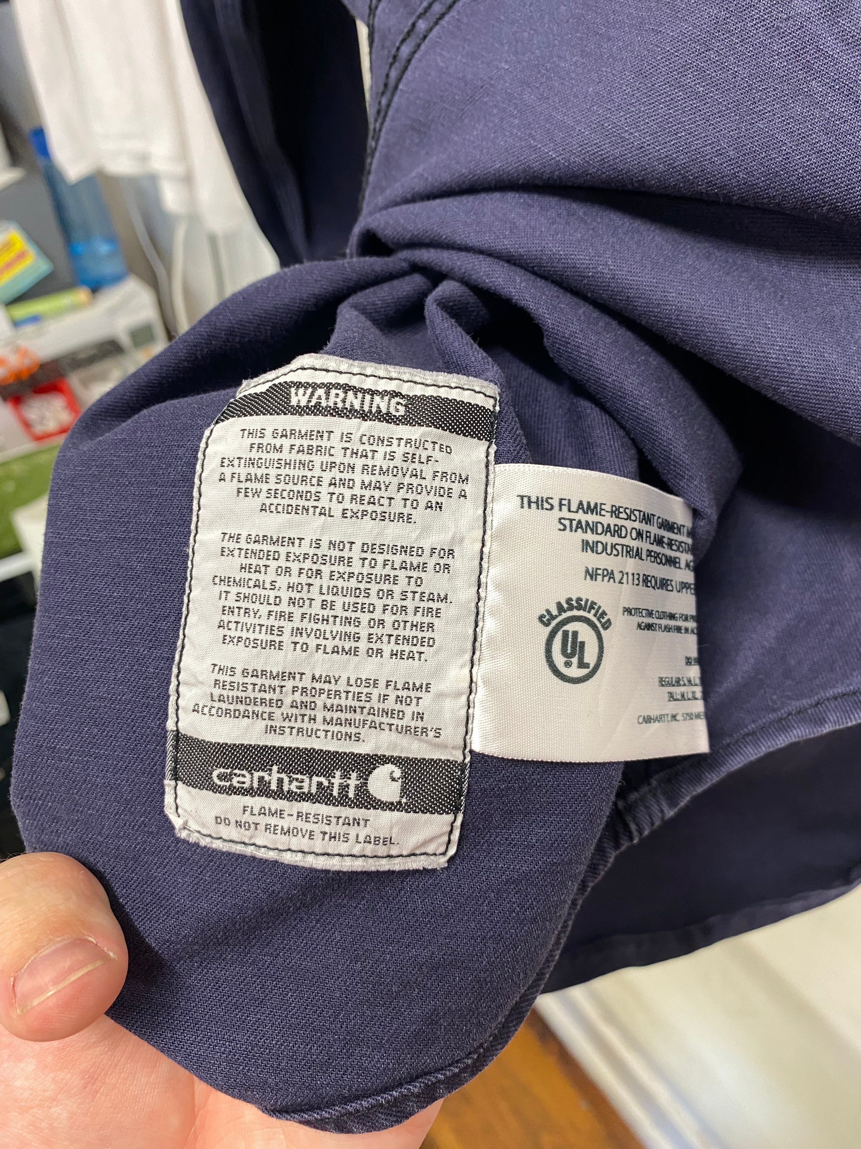 XL - Carhartt FR 'Loenbro' Dark Blue LS Button-up