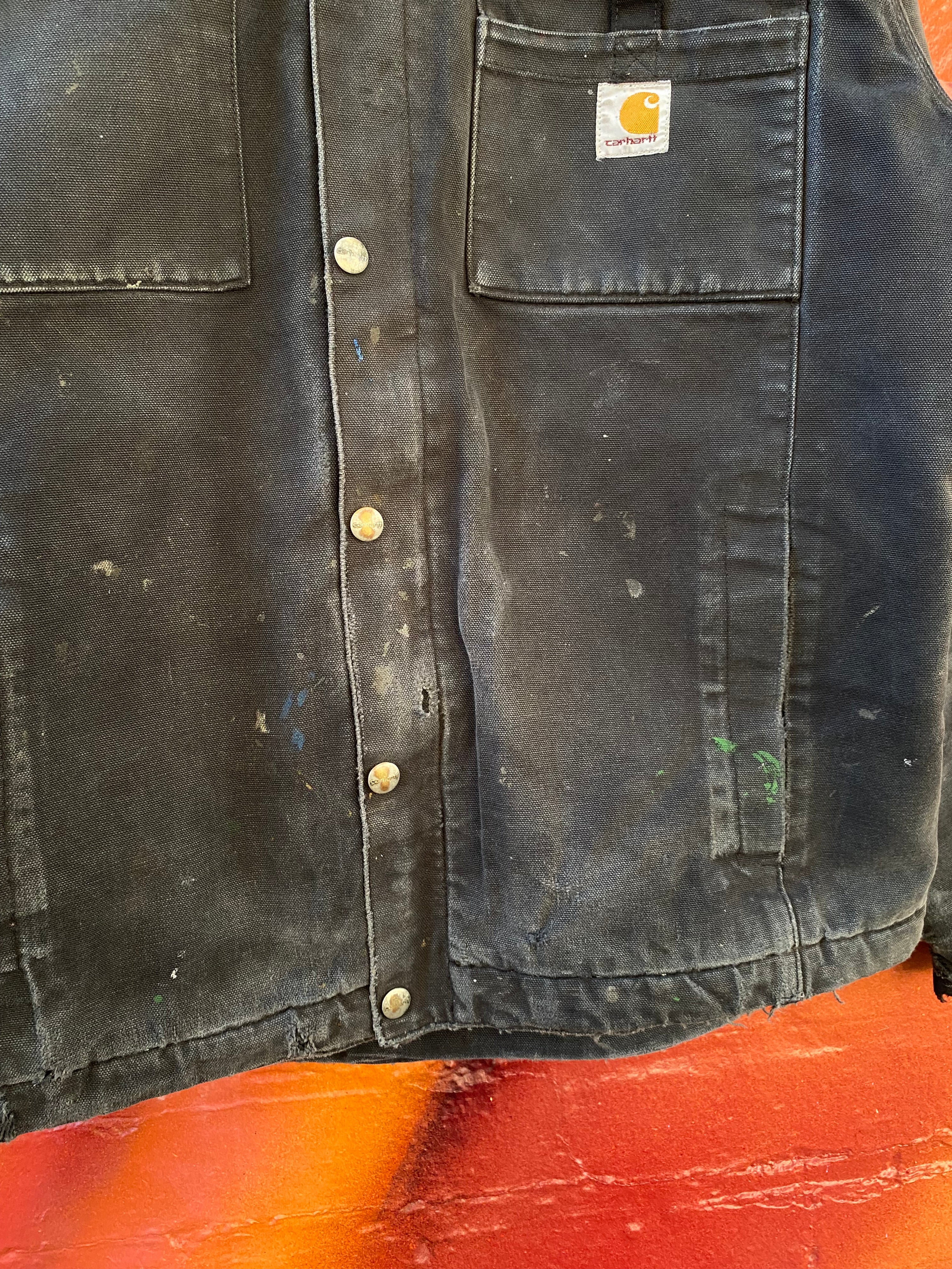 [M] Carhartt 0J38 Black Hooded Chore Jacket