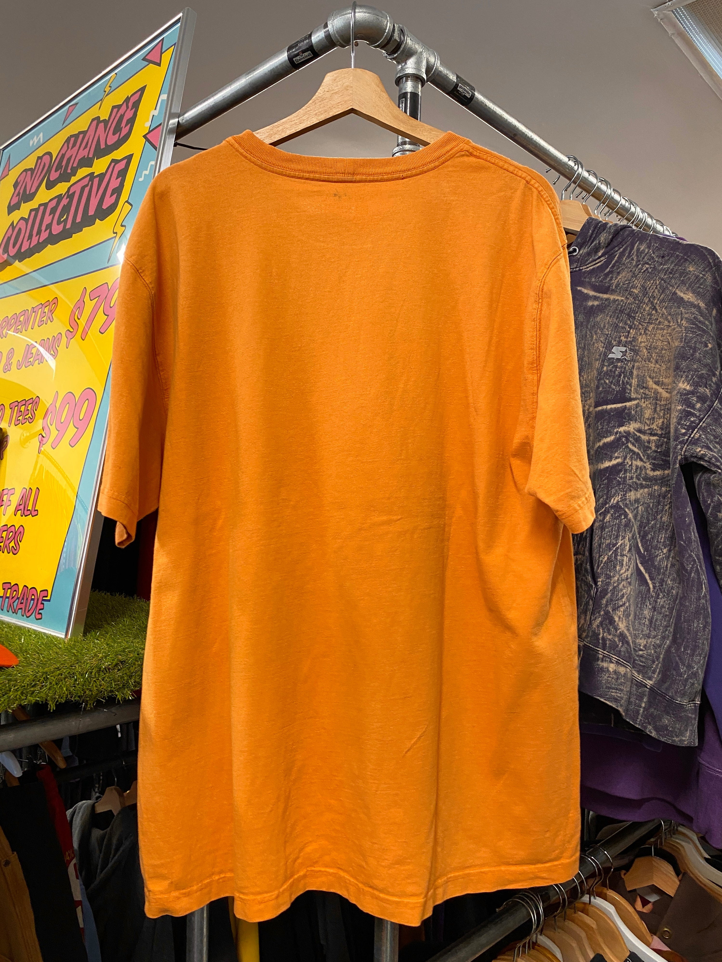 L - Carhartt Orange 3 Outline Spellout Tee