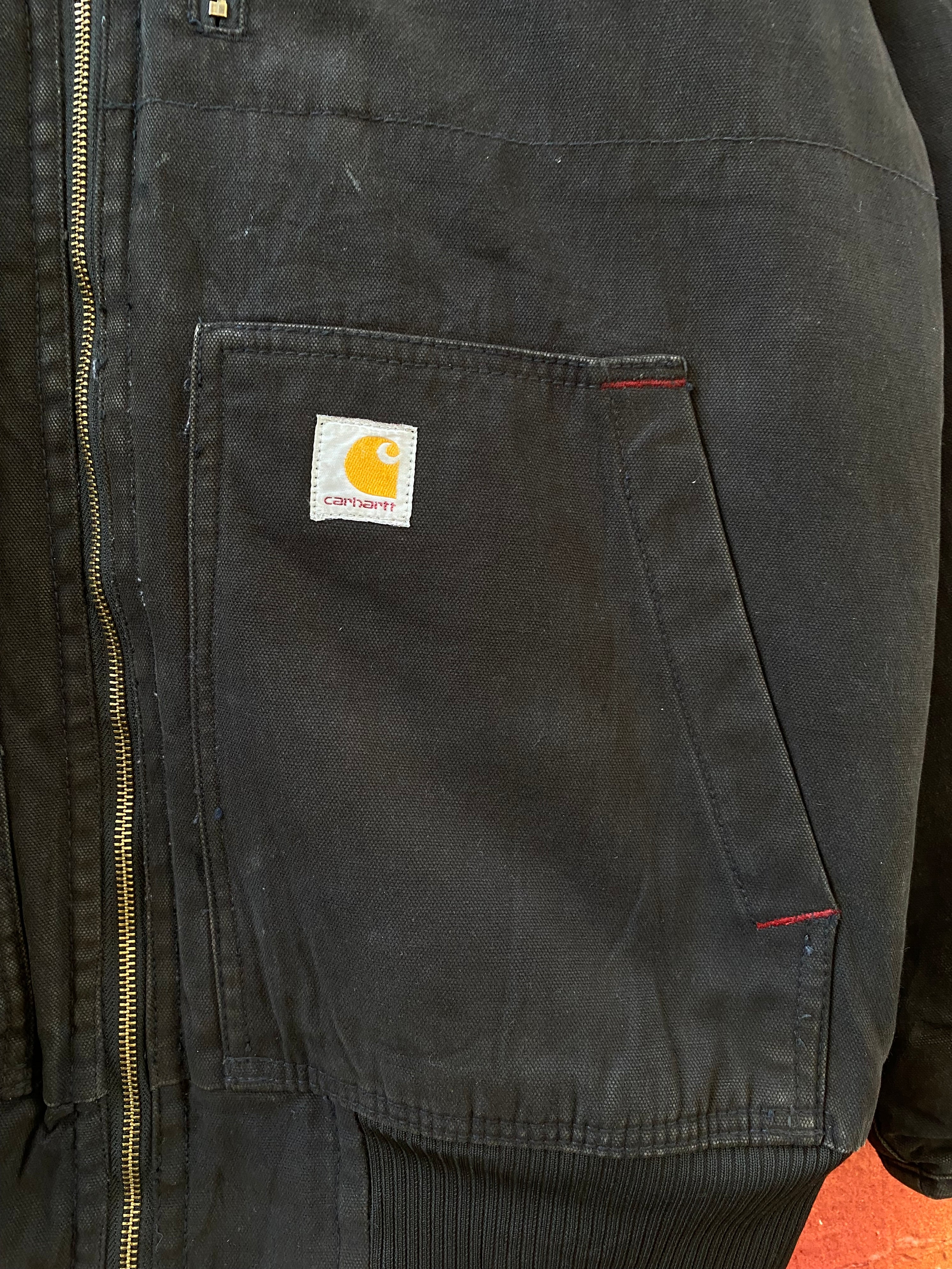 [XL] Vintage Carhartt Black Active Jacket Red Stitching