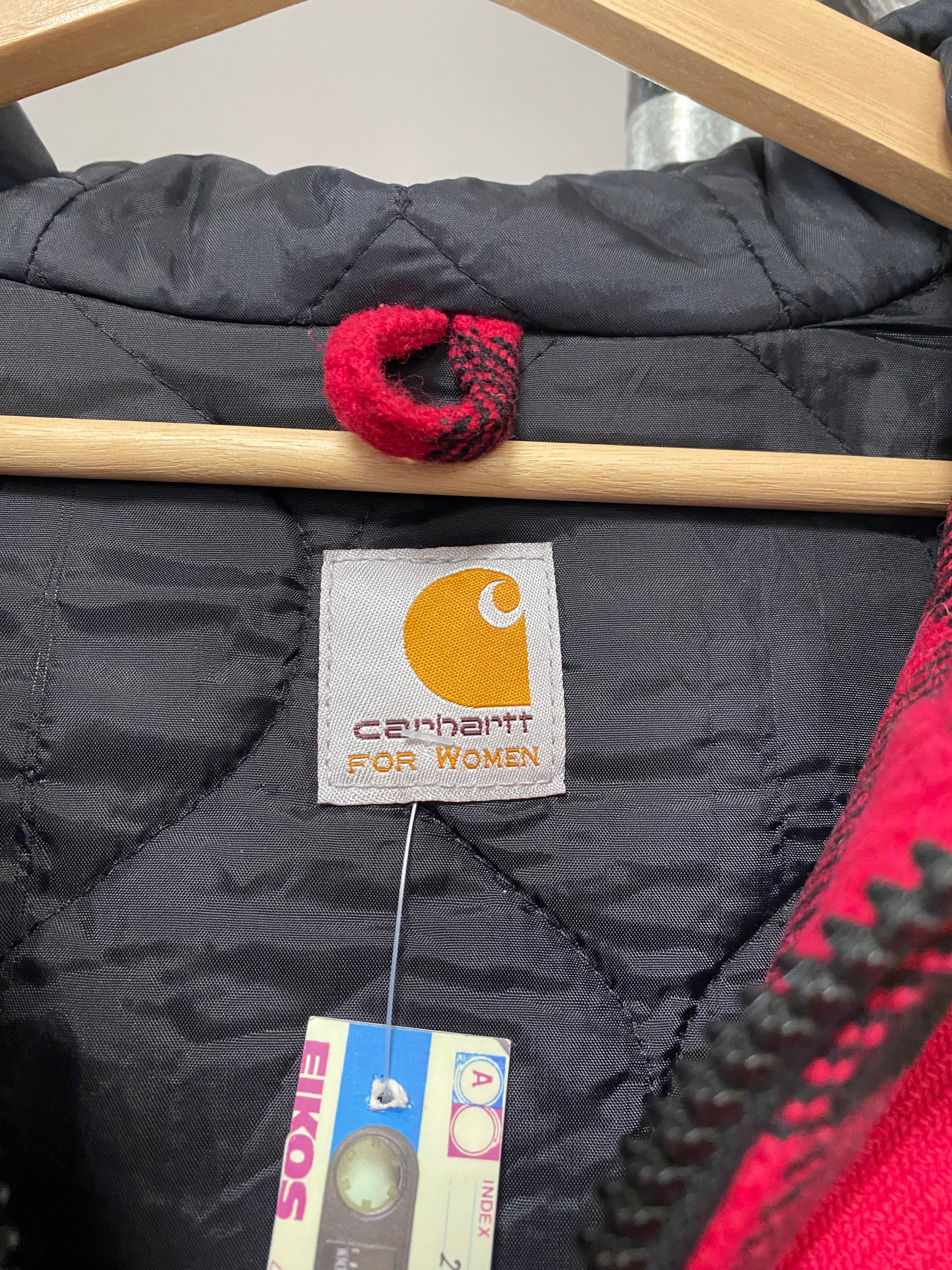 [XL] Carhartt Womens Black/Red Hooded Zip Up