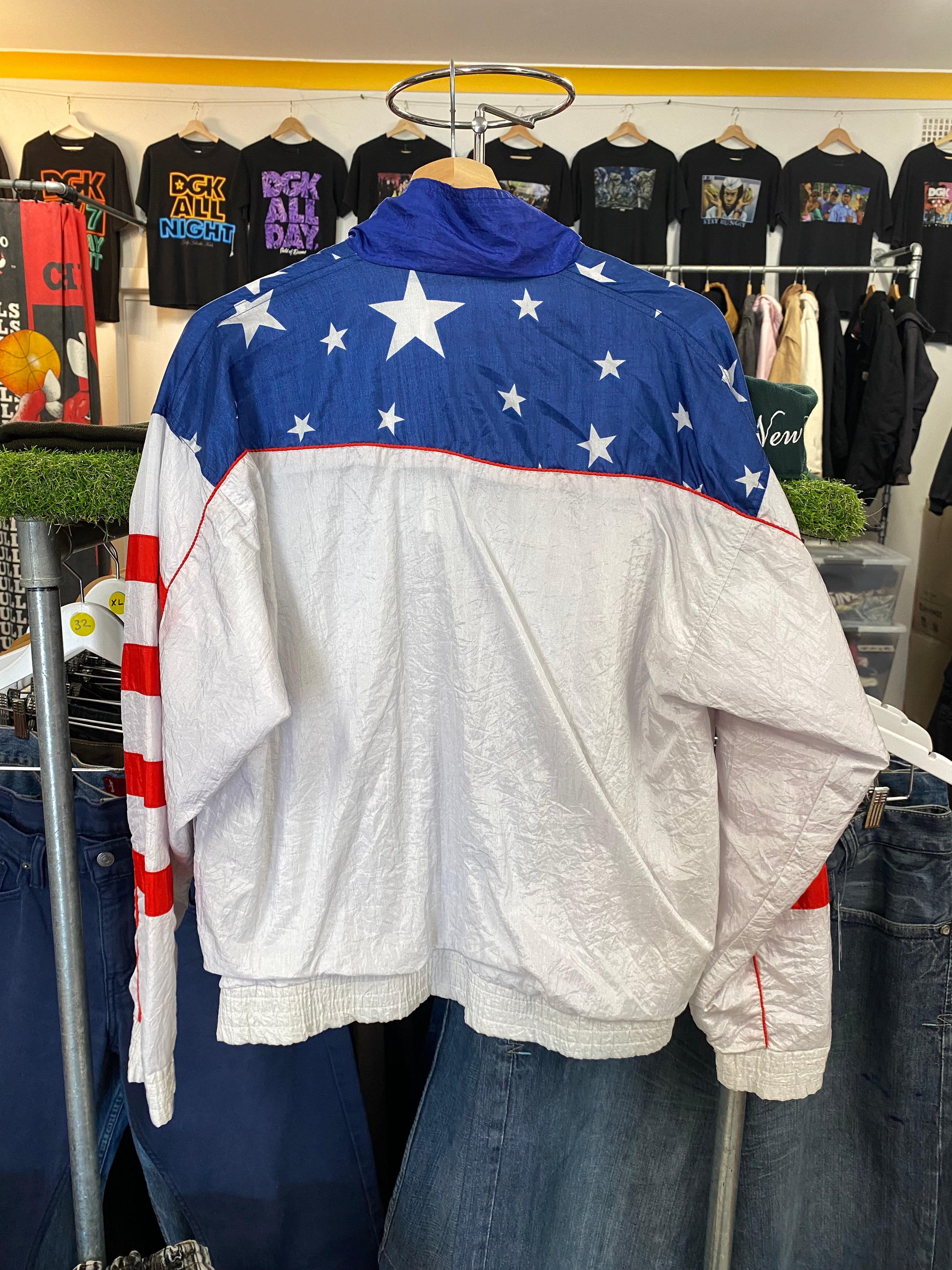 [S] 1990s White/Flag USA Jacket