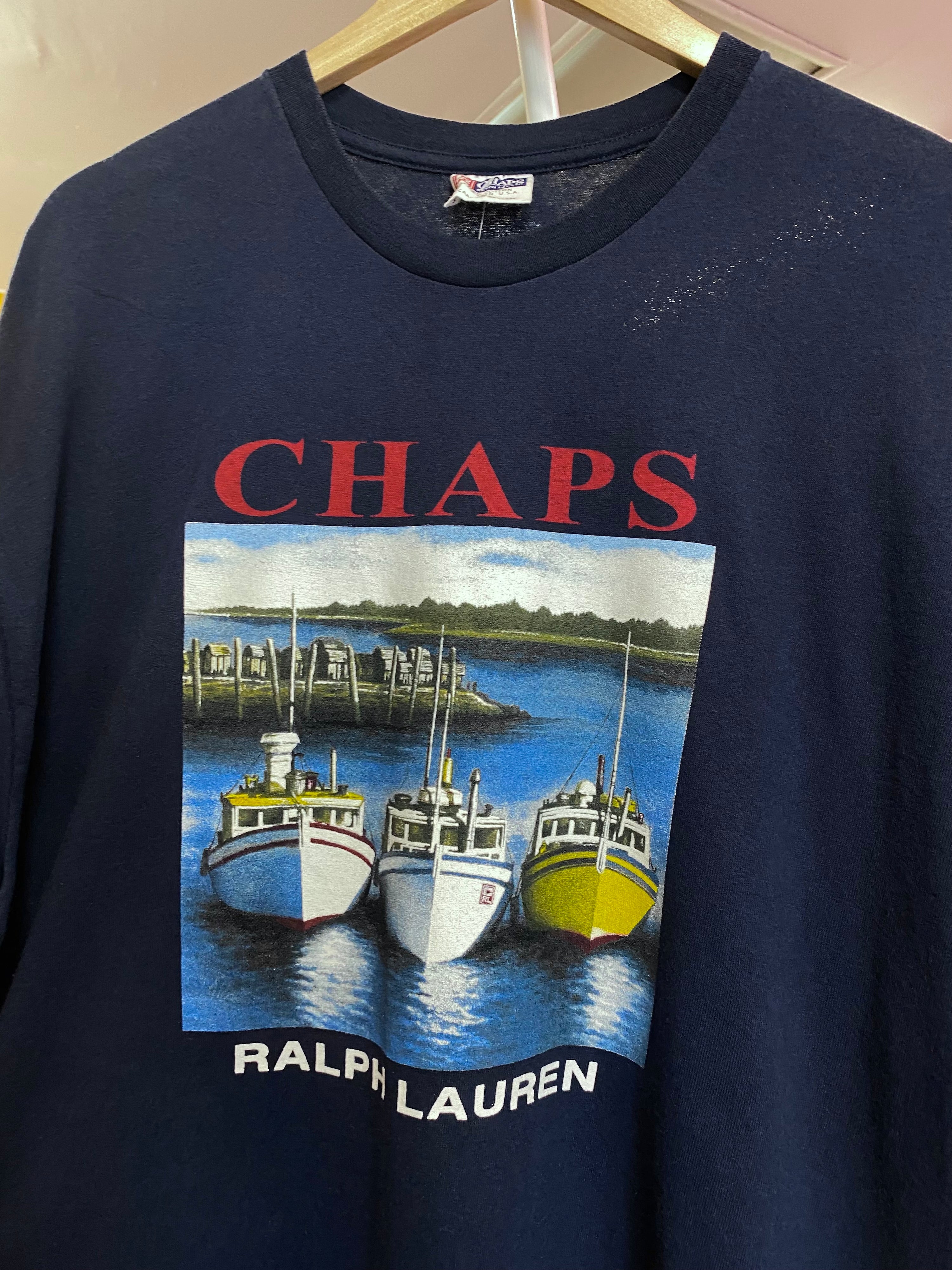 XL - Ralph Lauren Chaps 3 Boats Blue Tee