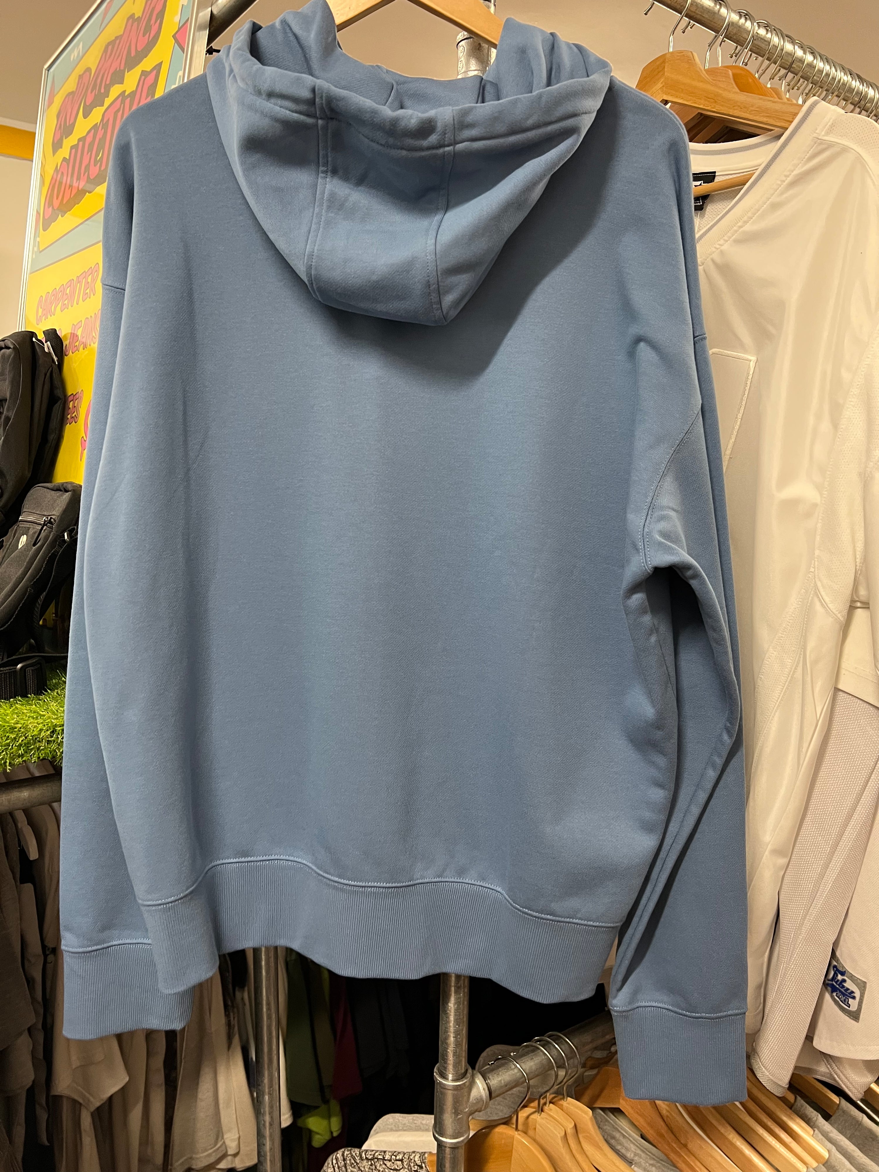 L - Dickies Light Blue Patched Spellout Hoodie - Deadstock