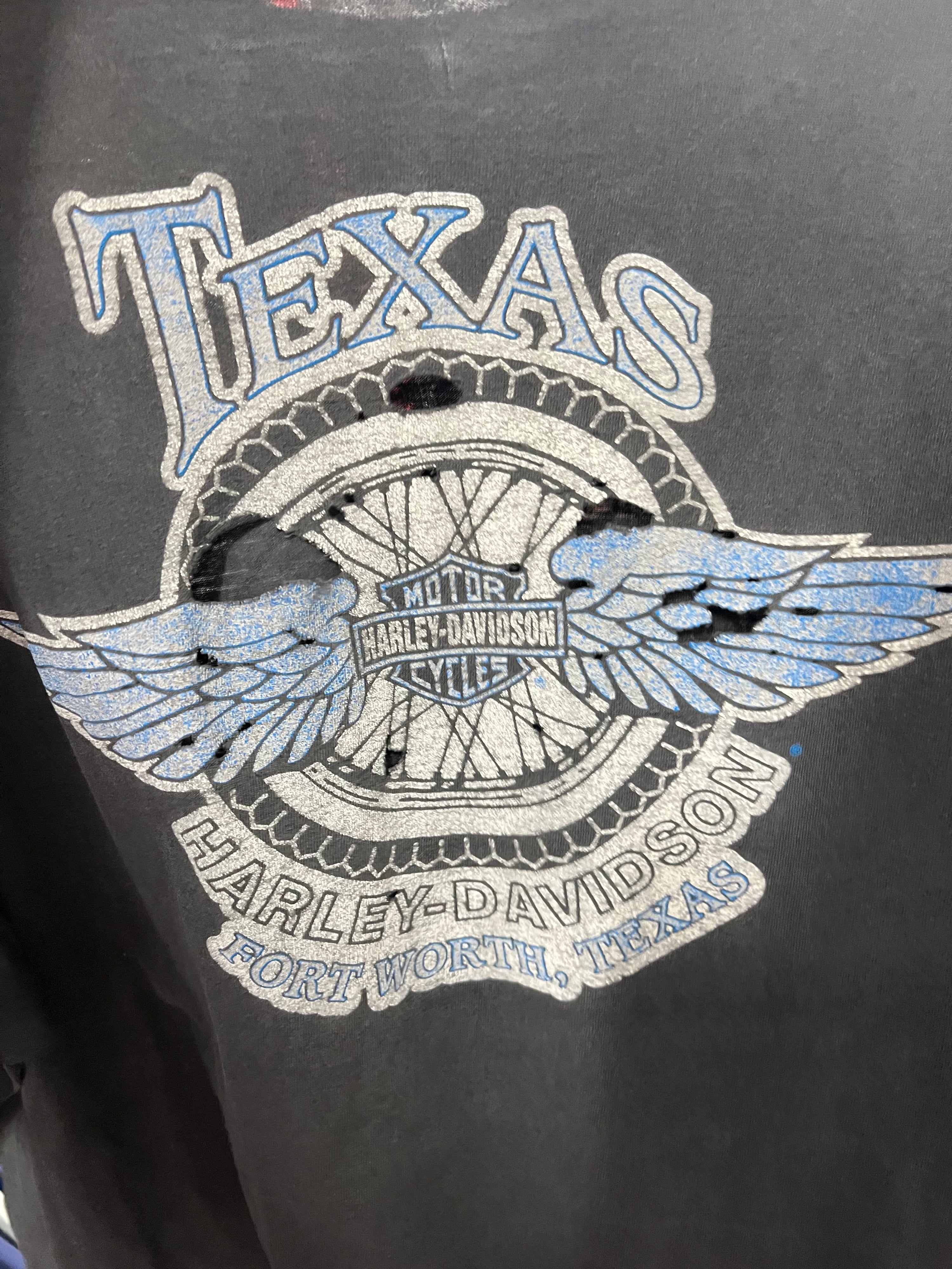 [3XL] 1990s Harley Davidson Fort Worth Distressed DS