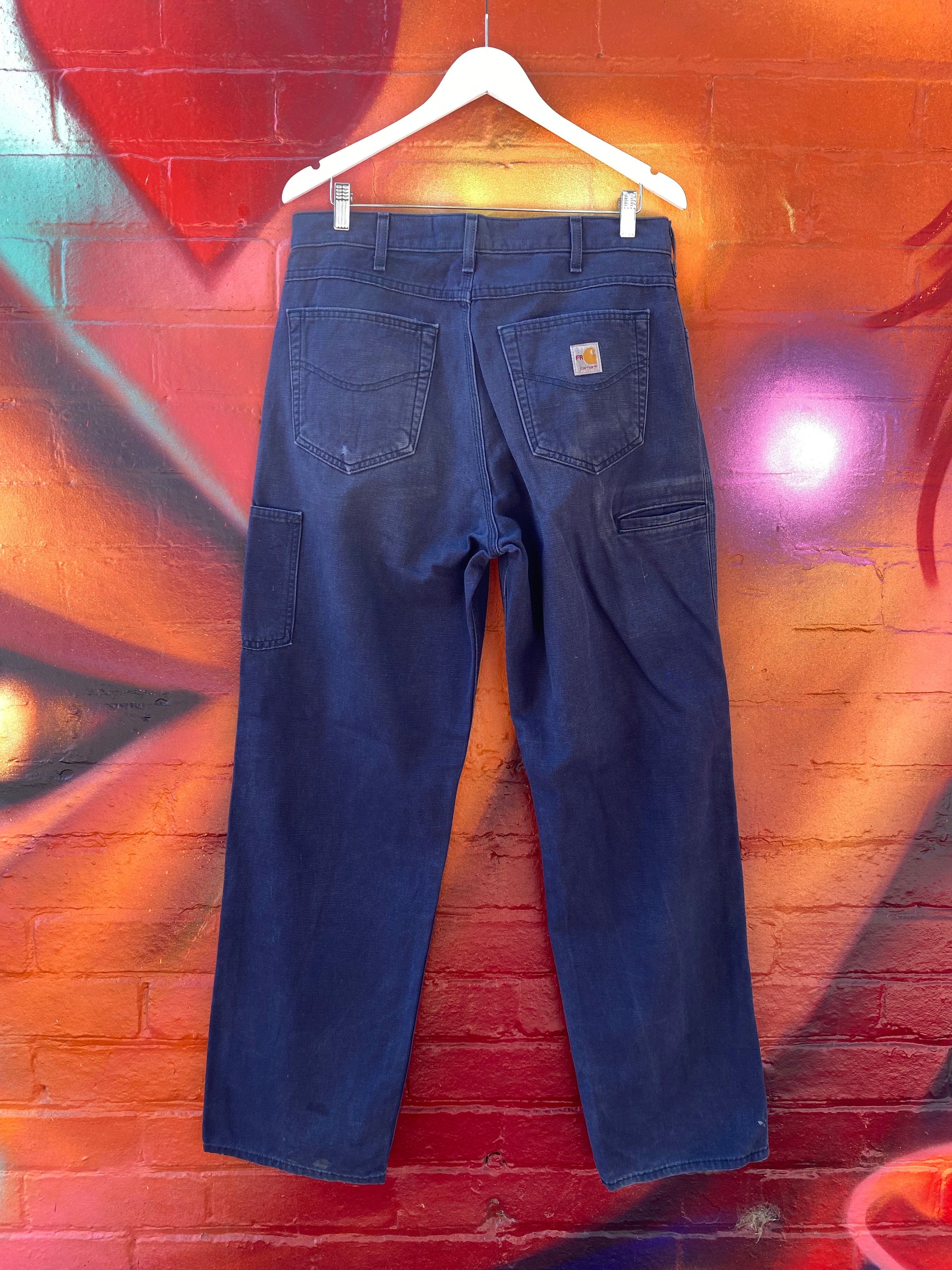 [34] Carhartt FRB159 Dark Blue Carpenter Pants 34x34