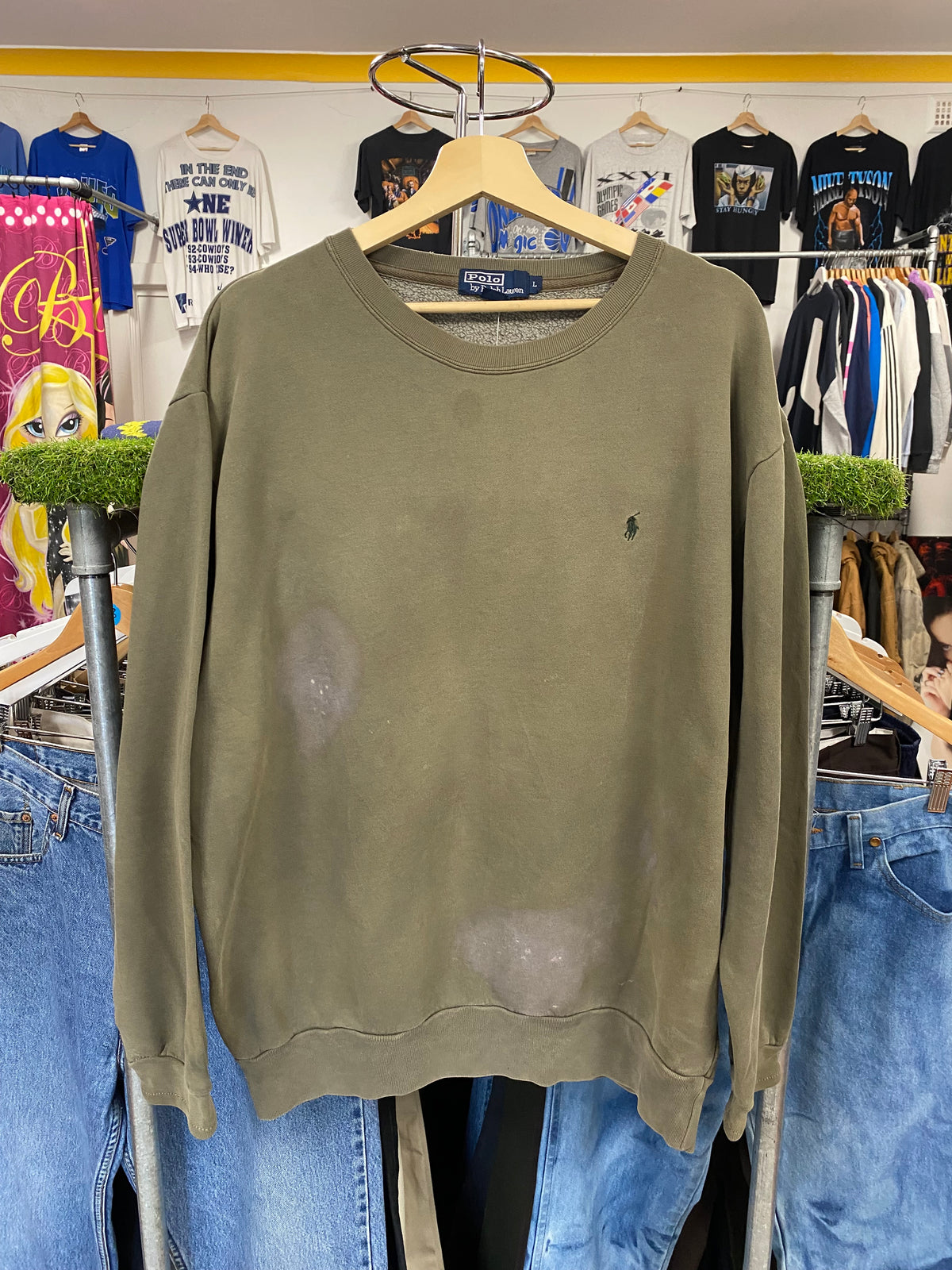 [L] RL Polo Olive Jumper (Flaws)