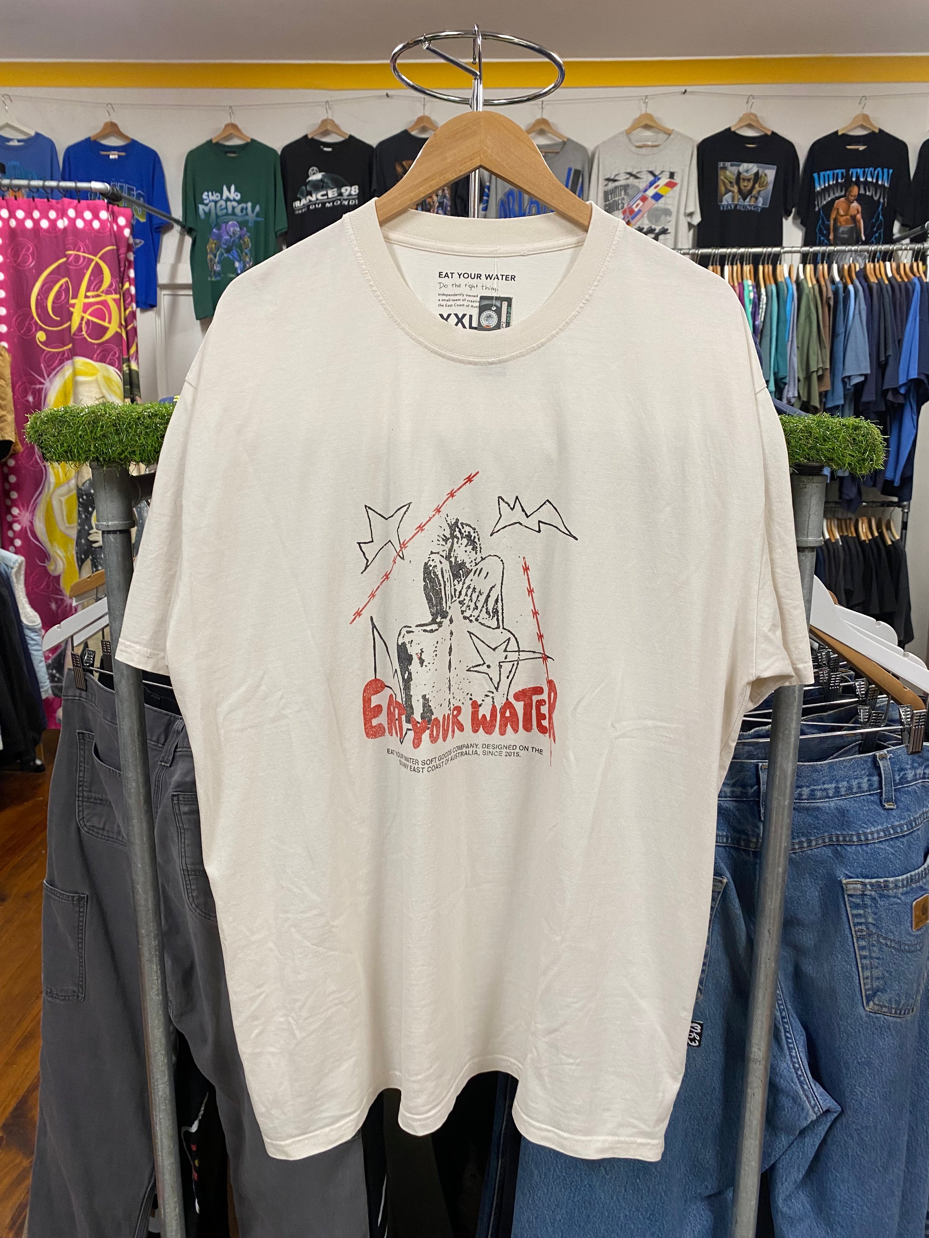[2XL] Eat Your Water Soft Goods White Tee
