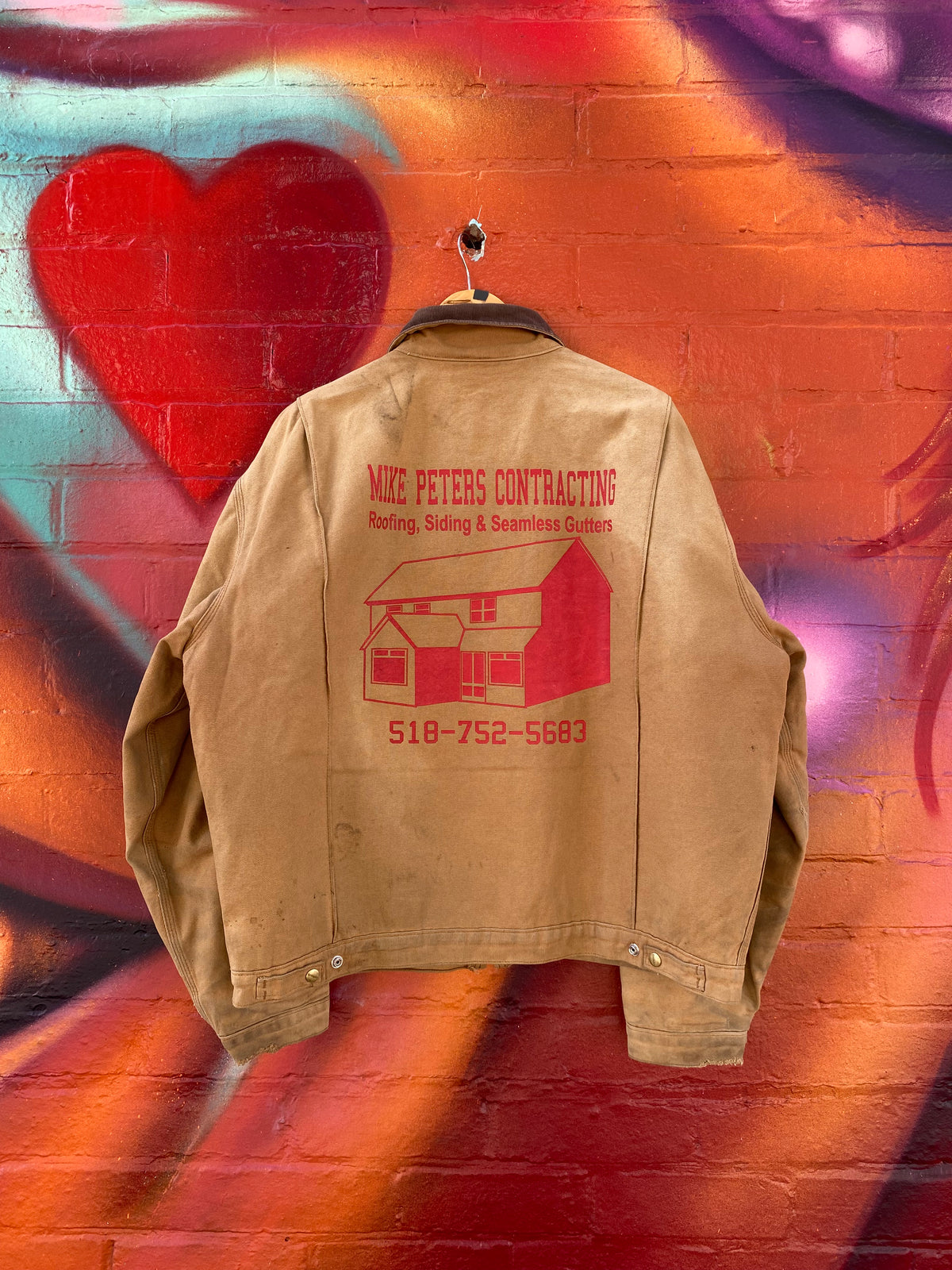 [XL] Vintage Carhartt Tan Detroit Jacket 'Mike Peters Contracting'