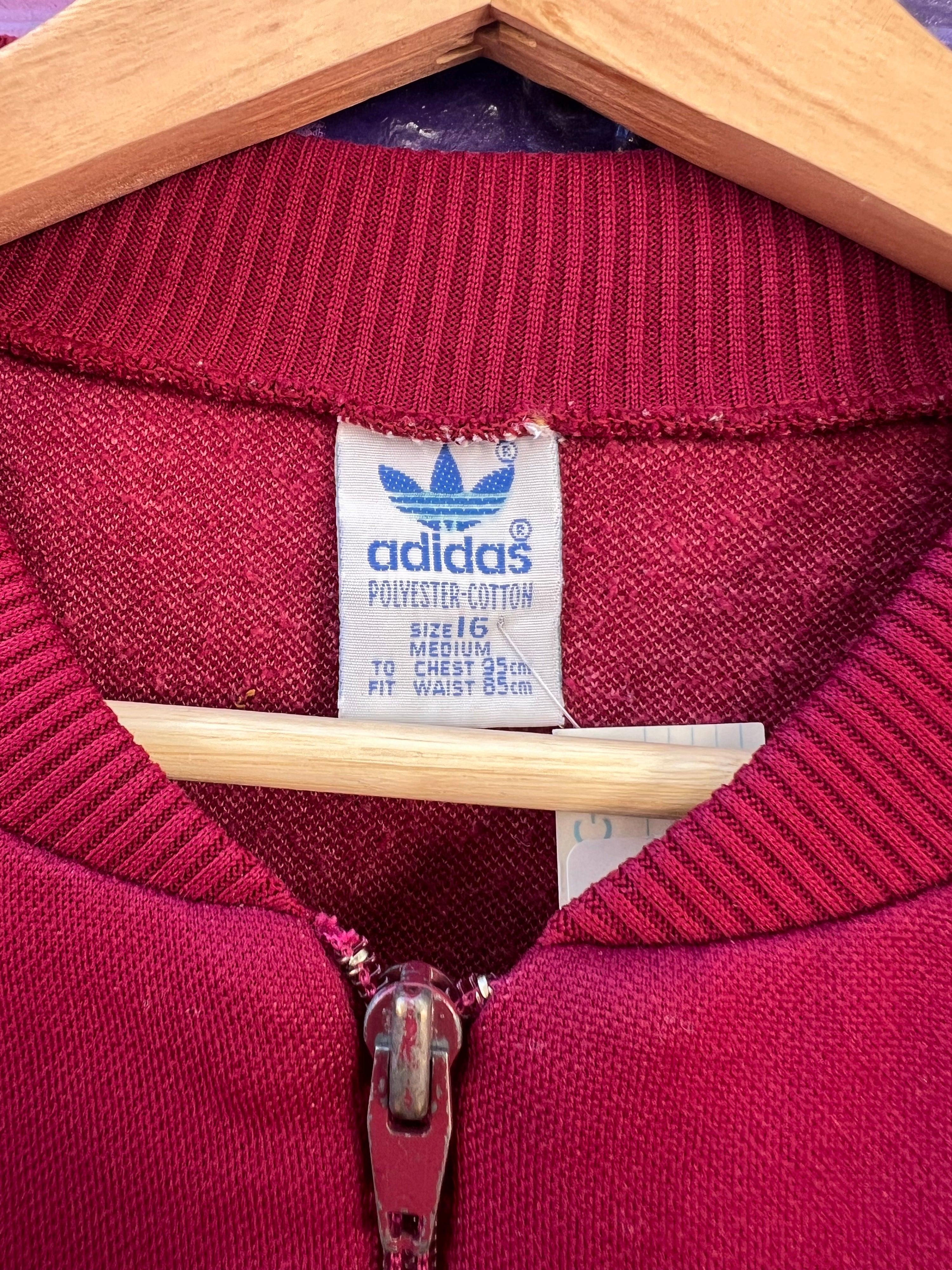 M - Vintage Maroon Adidas Zip Up Track Jacket